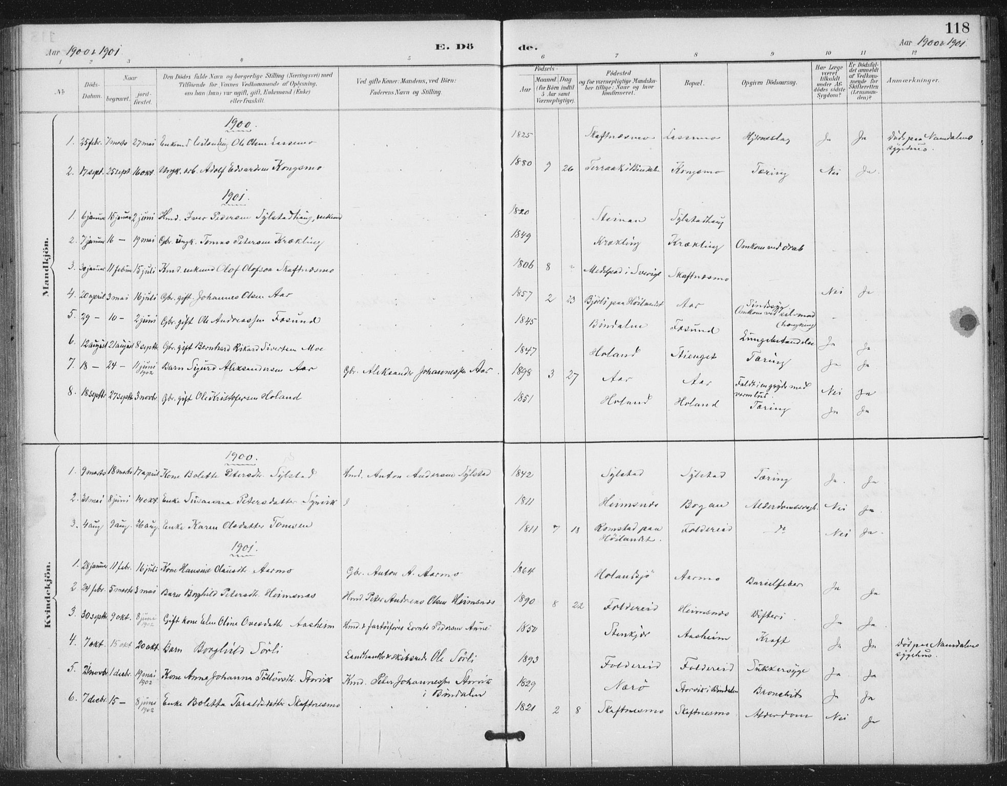 Ministerialprotokoller, klokkerbøker og fødselsregistre - Nord-Trøndelag, AV/SAT-A-1458/783/L0660: Parish register (official) no. 783A02, 1886-1918, p. 118
