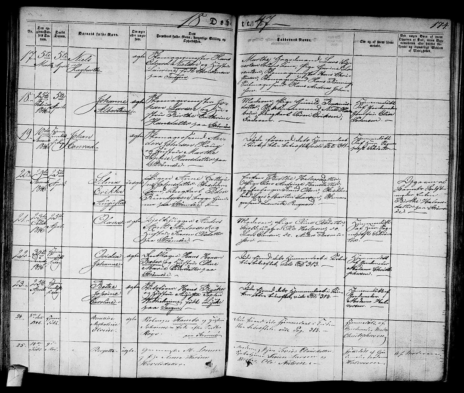 Strømsø kirkebøker, AV/SAKO-A-246/F/Fa/L0012: Parish register (official) no. I 12, 1830-1847, p. 174