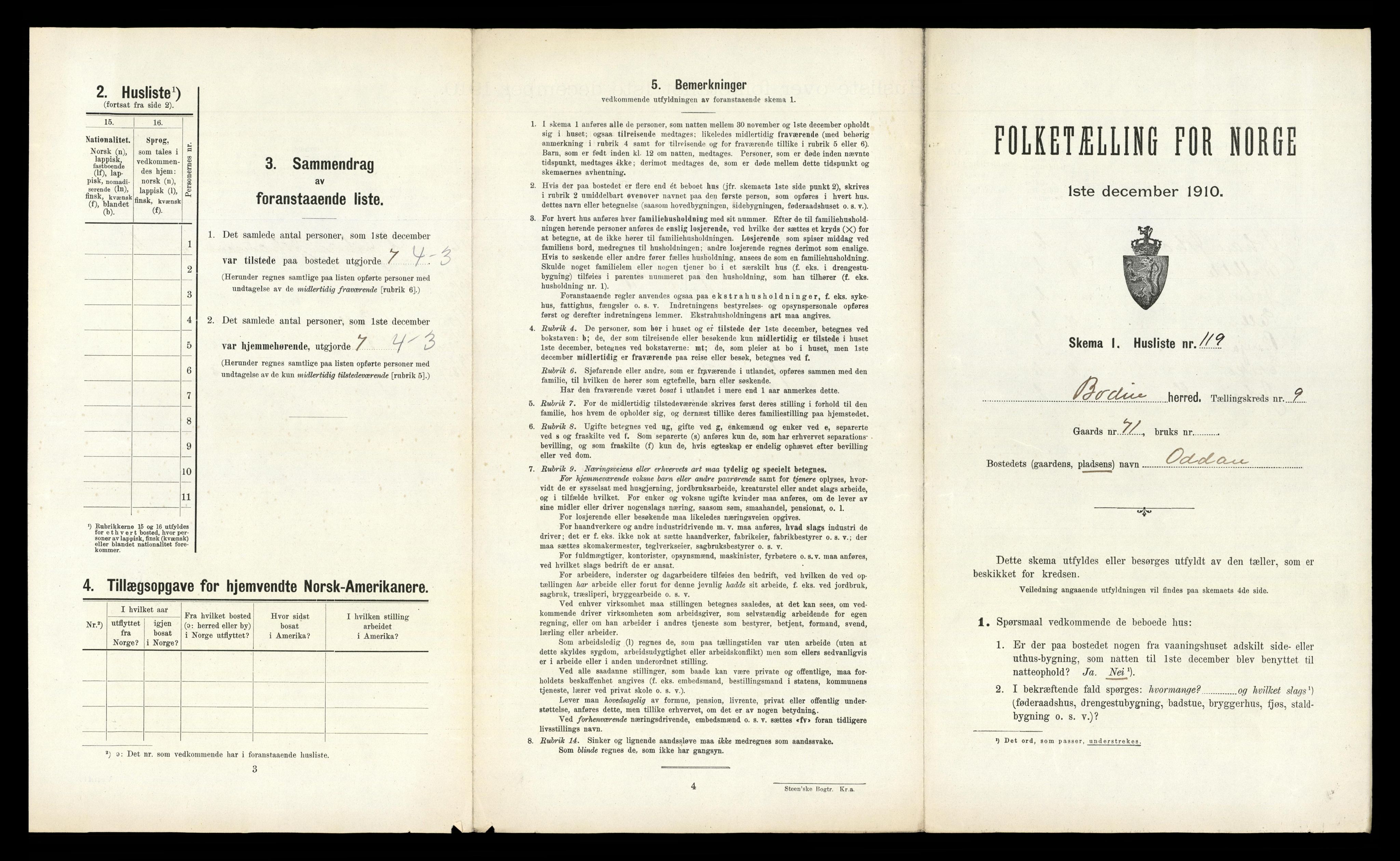 RA, 1910 census for Bodin, 1910, p. 1131