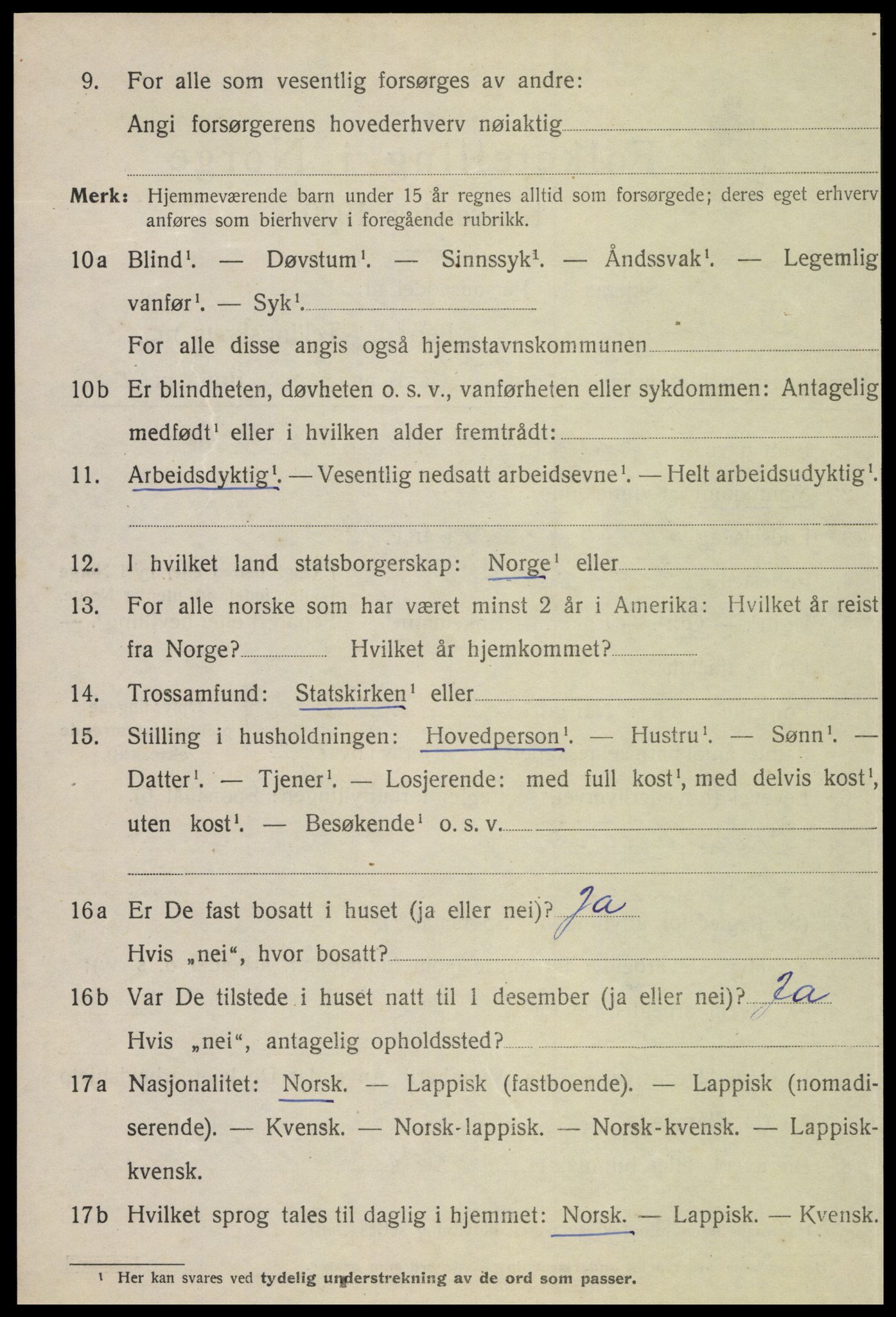 SAT, 1920 census for Flatanger, 1920, p. 2805