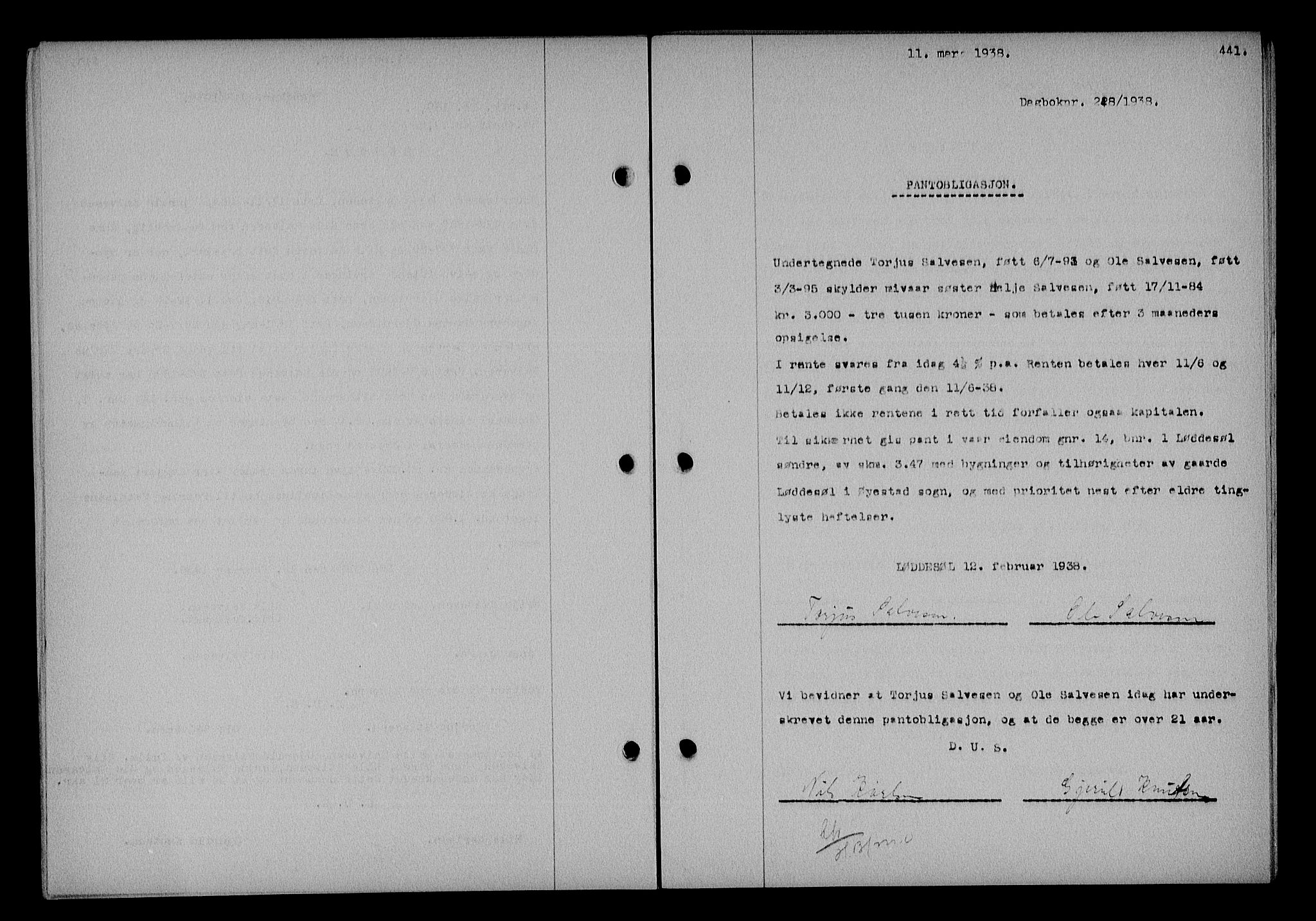 Nedenes sorenskriveri, SAK/1221-0006/G/Gb/Gba/L0044: Mortgage book no. 40, 1937-1938, Diary no: : 248/1938