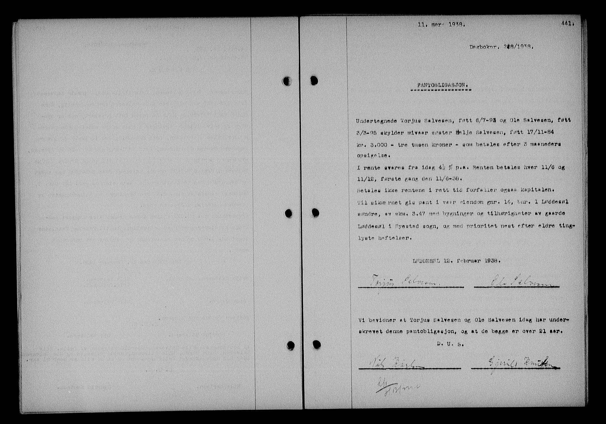 Nedenes sorenskriveri, AV/SAK-1221-0006/G/Gb/Gba/L0044: Mortgage book no. 40, 1937-1938, Diary no: : 248/1938