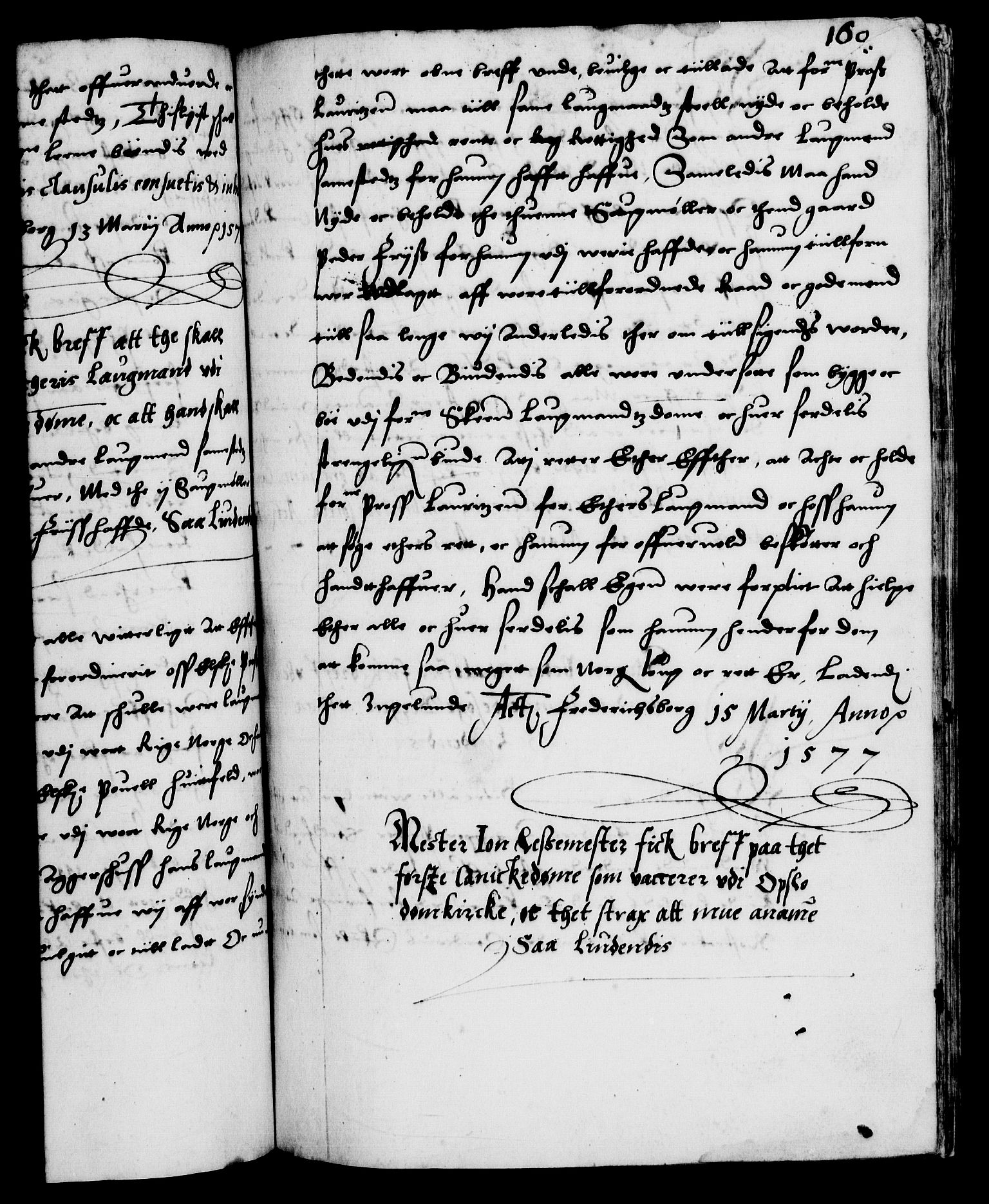 Danske Kanselli 1572-1799, RA/EA-3023/F/Fc/Fca/Fcaa/L0001: Norske registre (mikrofilm), 1572-1588, p. 160a