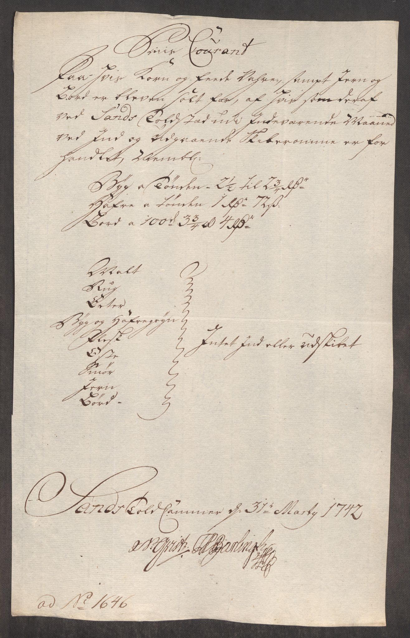 Rentekammeret inntil 1814, Realistisk ordnet avdeling, AV/RA-EA-4070/Oe/L0002: [Ø1]: Priskuranter, 1740-1744, p. 444