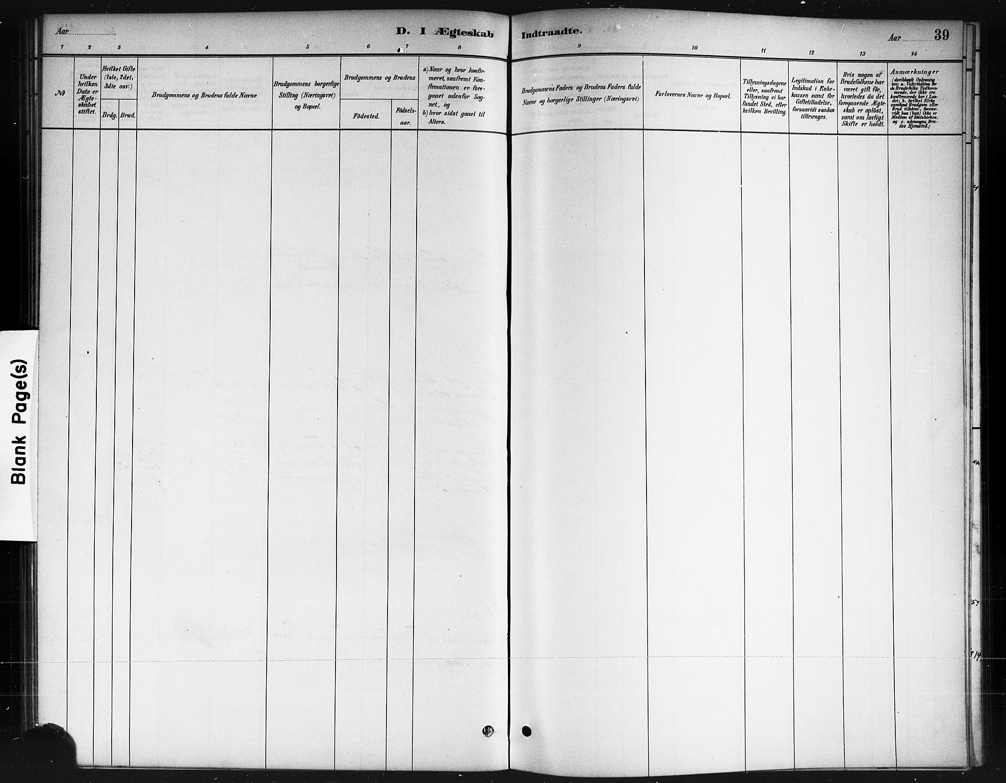 Ås prestekontor Kirkebøker, AV/SAO-A-10894/F/Fc/L0001: Parish register (official) no. III 1, 1881-1891, p. 39