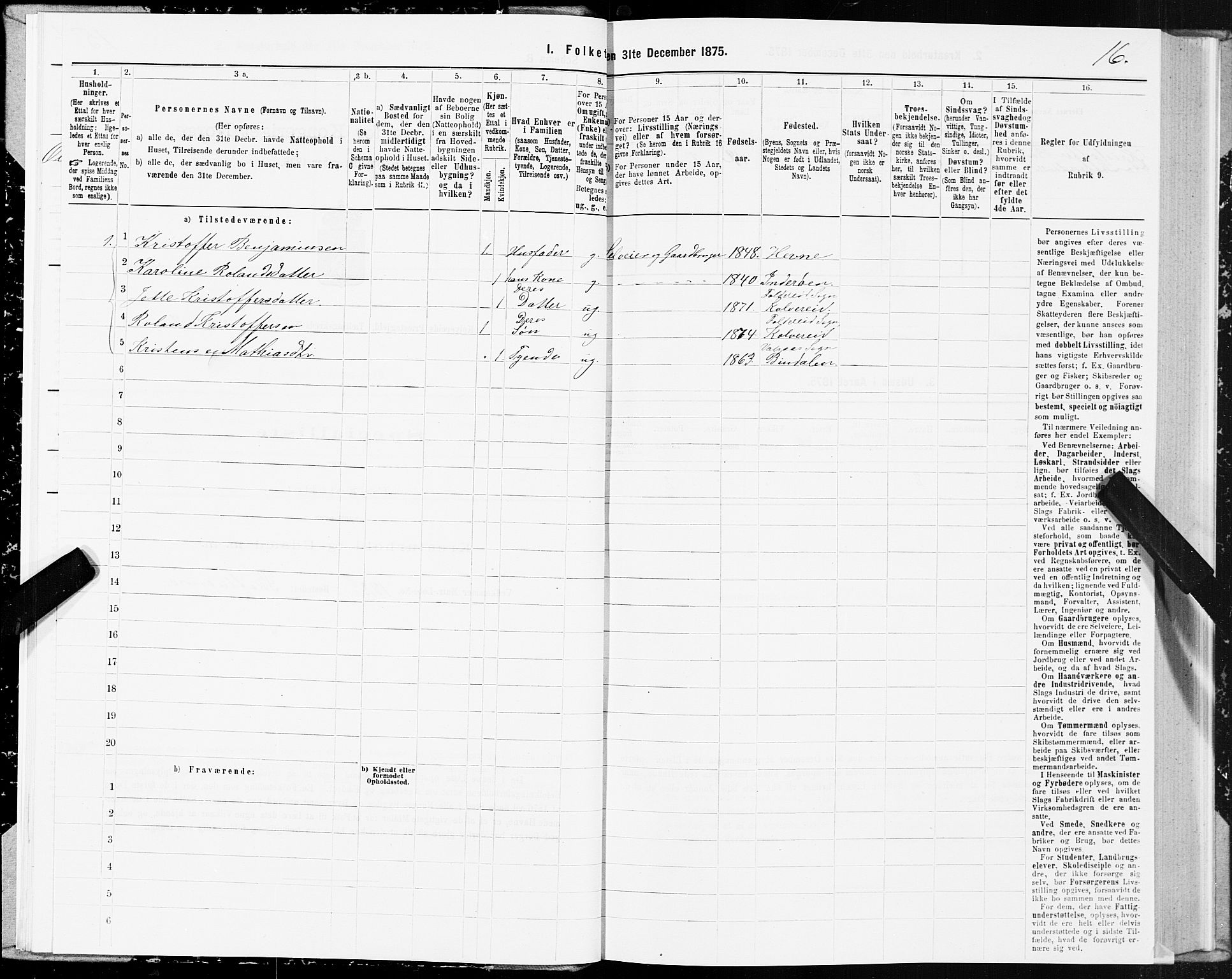 SAT, 1875 census for 1752P Kolvereid, 1875, p. 3016