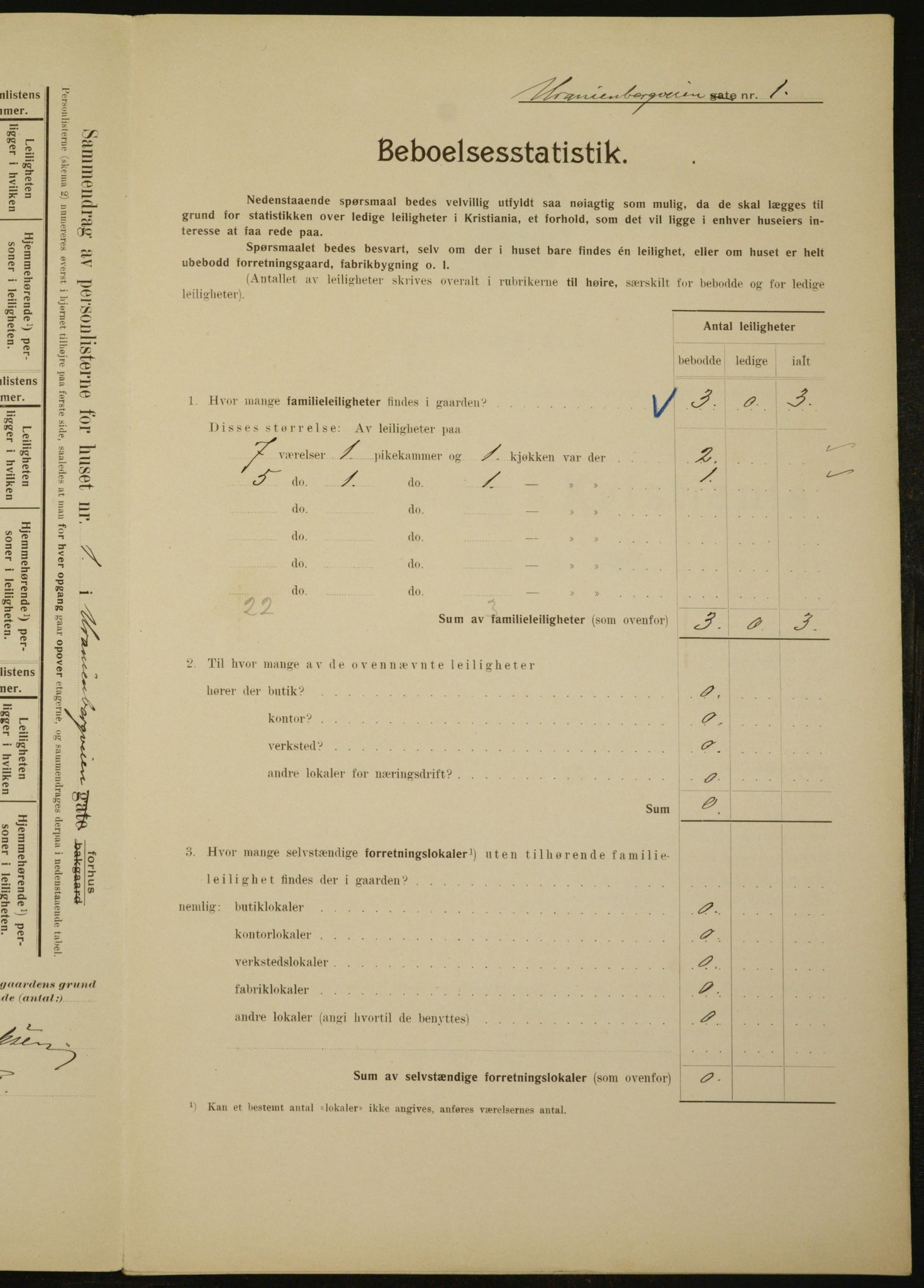 OBA, Municipal Census 1910 for Kristiania, 1910, p. 114084