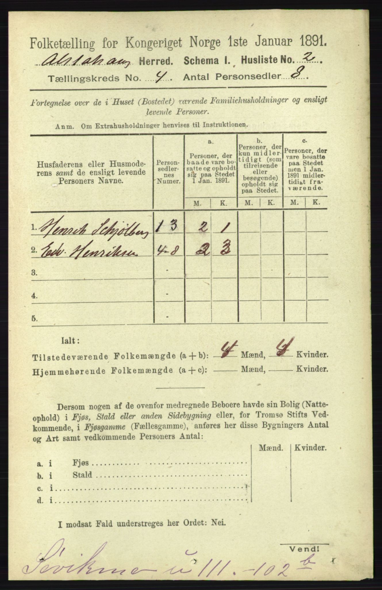 RA, 1891 census for 1820 Alstahaug, 1891, p. 1463