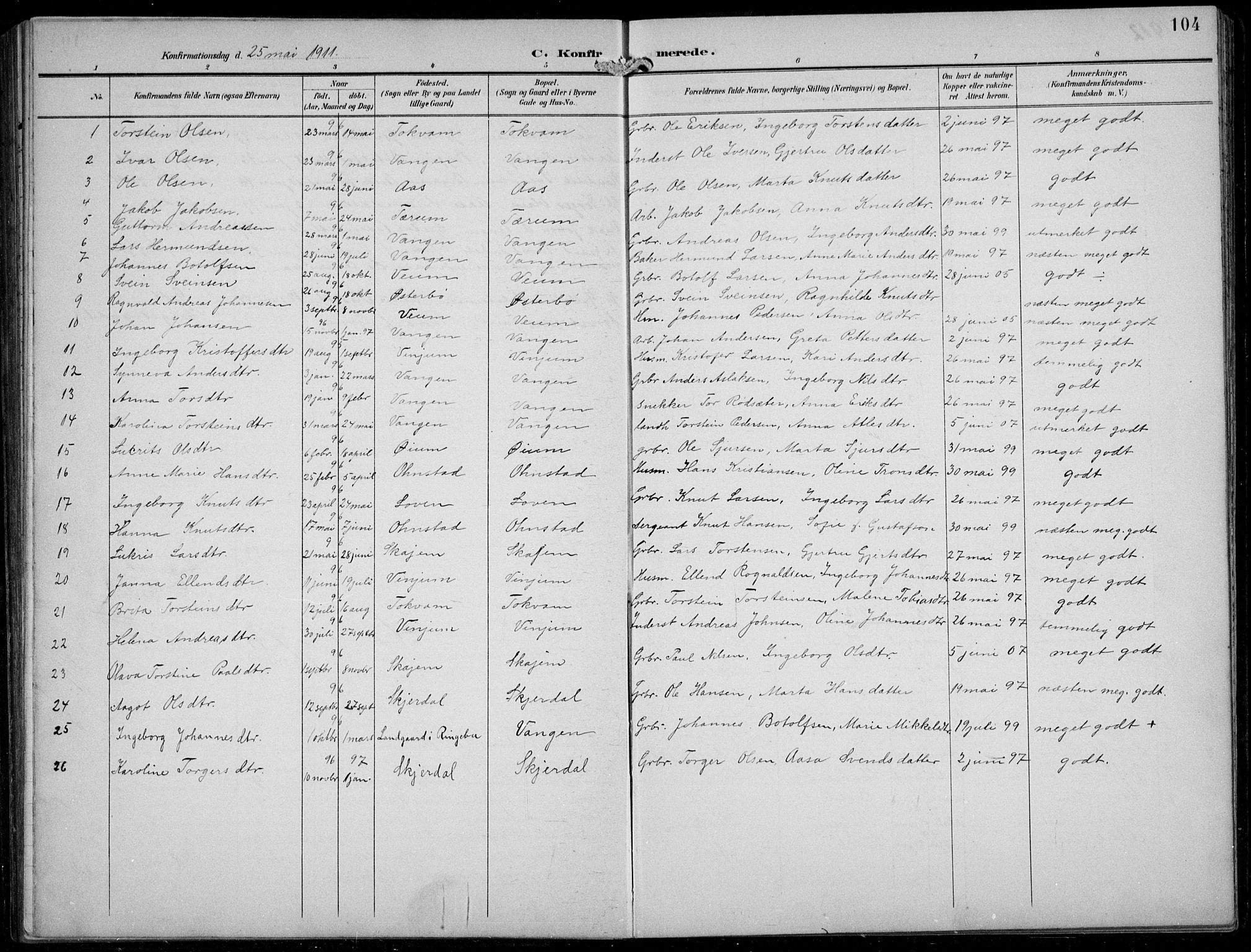 Aurland sokneprestembete, AV/SAB-A-99937/H/Hb/Hba/L0003: Parish register (copy) no. A 3, 1896-1939, p. 104