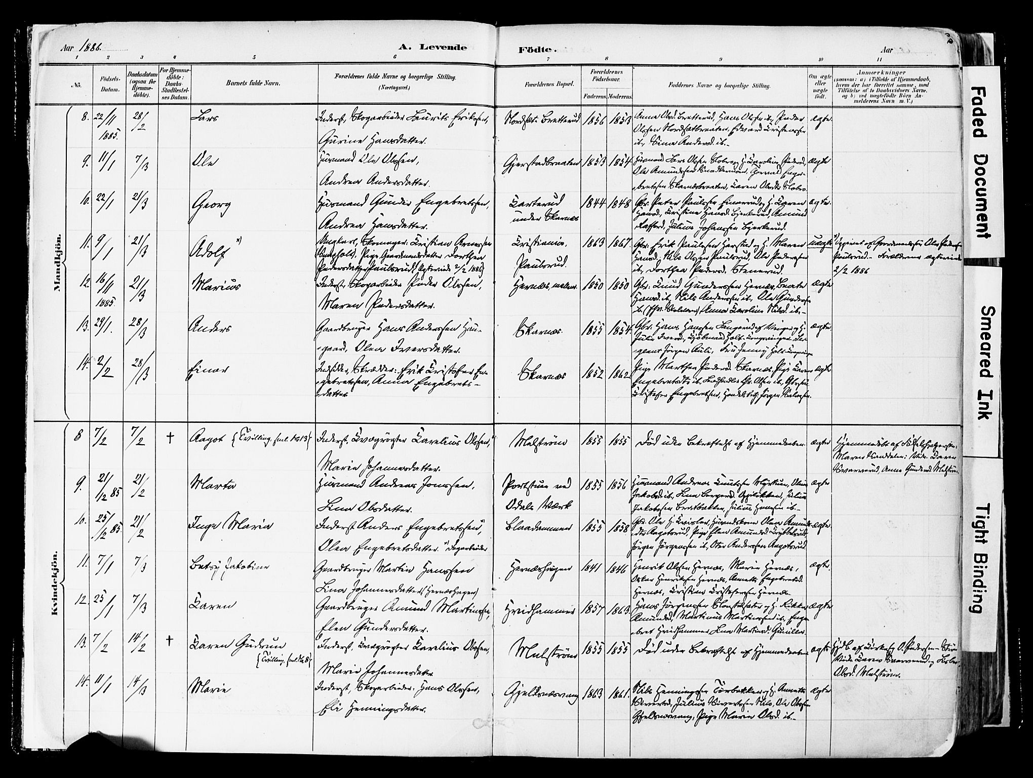 Sør-Odal prestekontor, AV/SAH-PREST-030/H/Ha/Haa/L0006: Parish register (official) no. 6, 1886-1931, p. 2