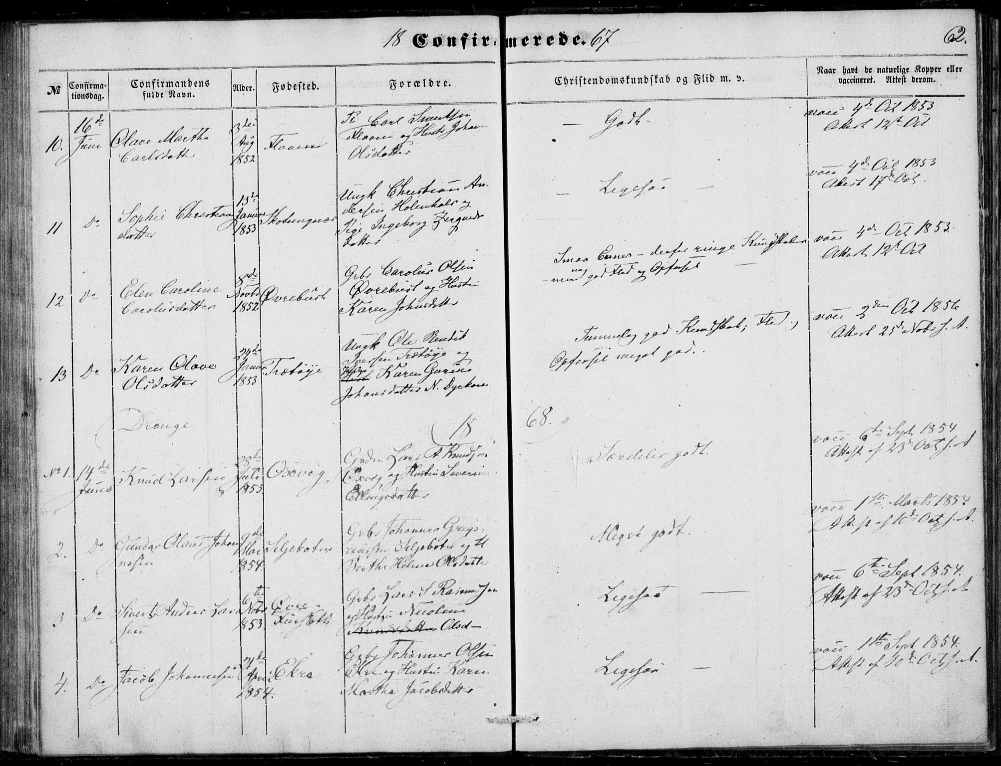 Ministerialprotokoller, klokkerbøker og fødselsregistre - Møre og Romsdal, SAT/A-1454/520/L0281: Parish register (official) no. 520A10, 1851-1881, p. 62