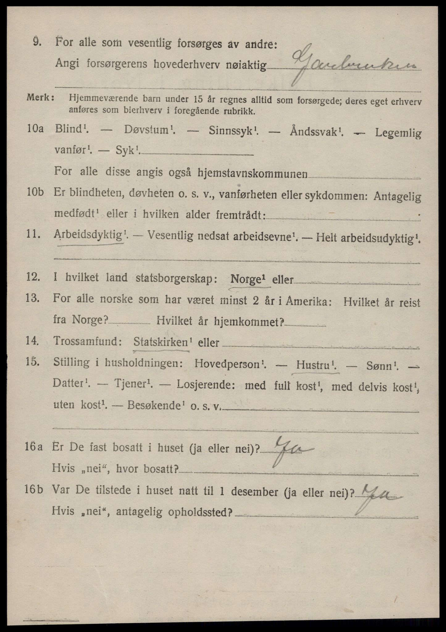 SAT, 1920 census for Vatne, 1920, p. 3127