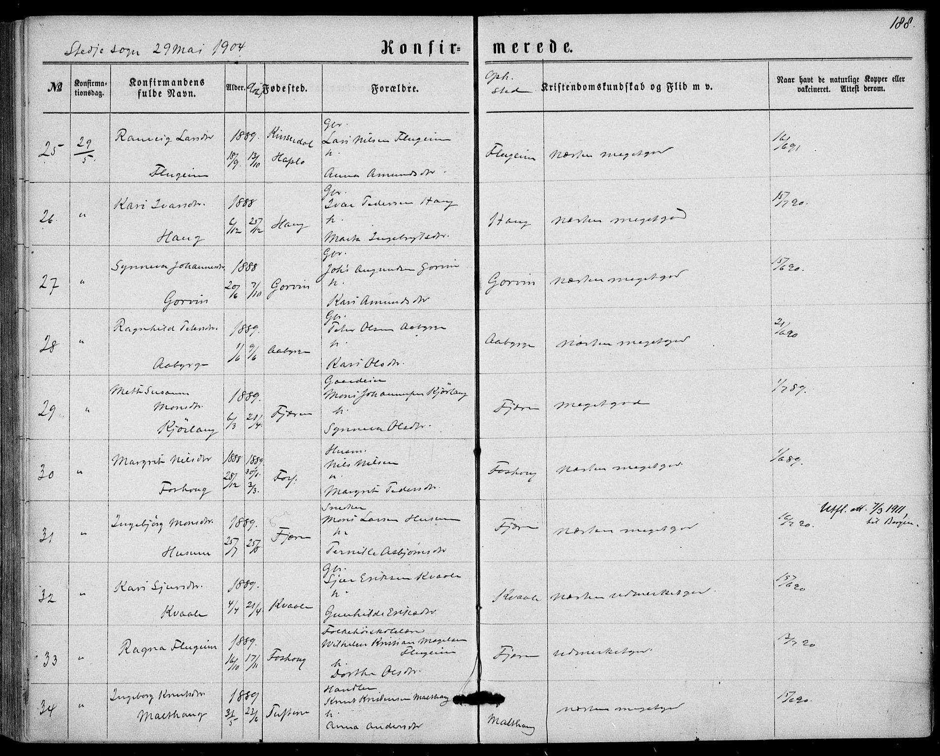 Sogndal sokneprestembete, AV/SAB-A-81301/H/Haa/Haaa/L0015: Parish register (official) no. A 15, 1871-1904, p. 188