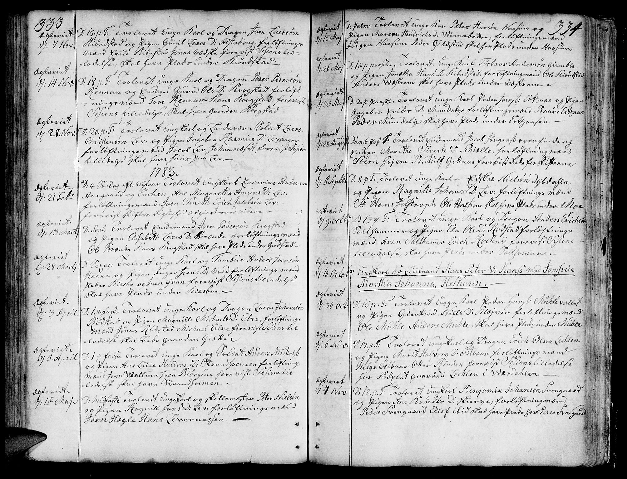 Ministerialprotokoller, klokkerbøker og fødselsregistre - Nord-Trøndelag, SAT/A-1458/717/L0141: Parish register (official) no. 717A01, 1747-1803, p. 333-334