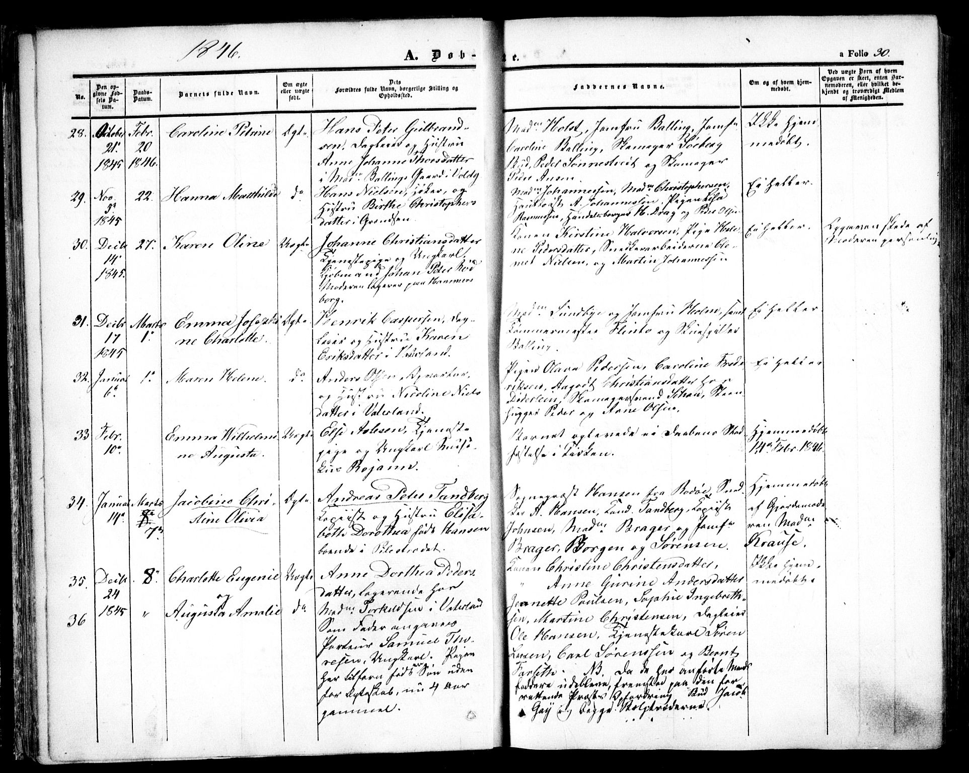 Oslo domkirke Kirkebøker, AV/SAO-A-10752/F/Fa/L0013: Parish register (official) no. 13, 1844-1864, p. 30