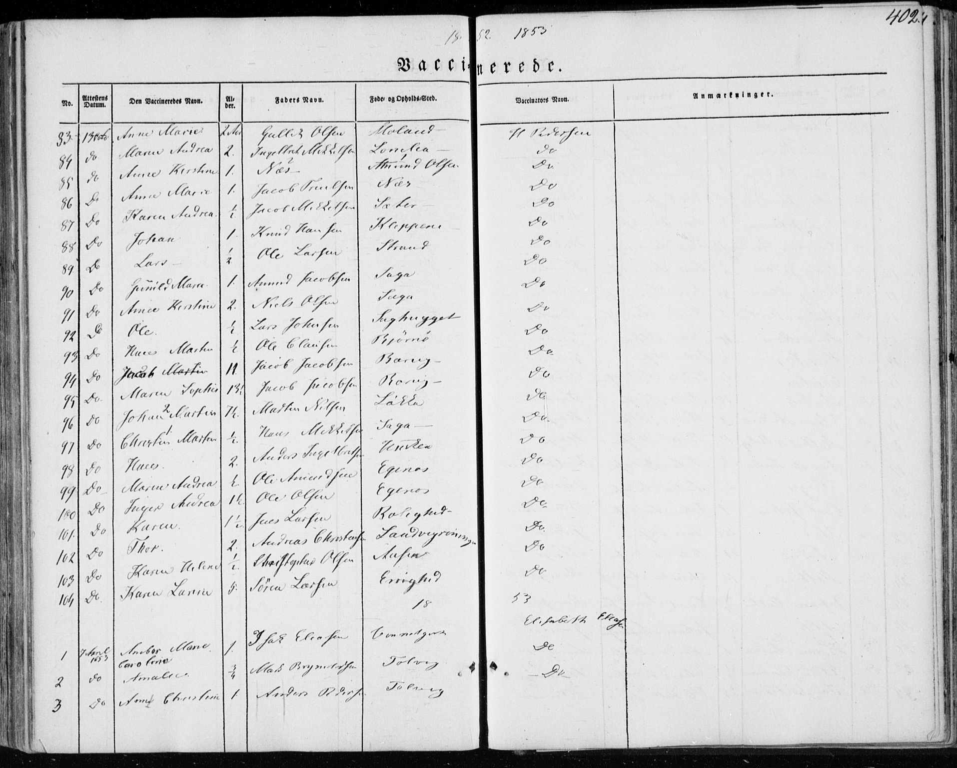 Brunlanes kirkebøker, AV/SAKO-A-342/F/Fa/L0004: Parish register (official) no. I 4, 1846-1862, p. 402