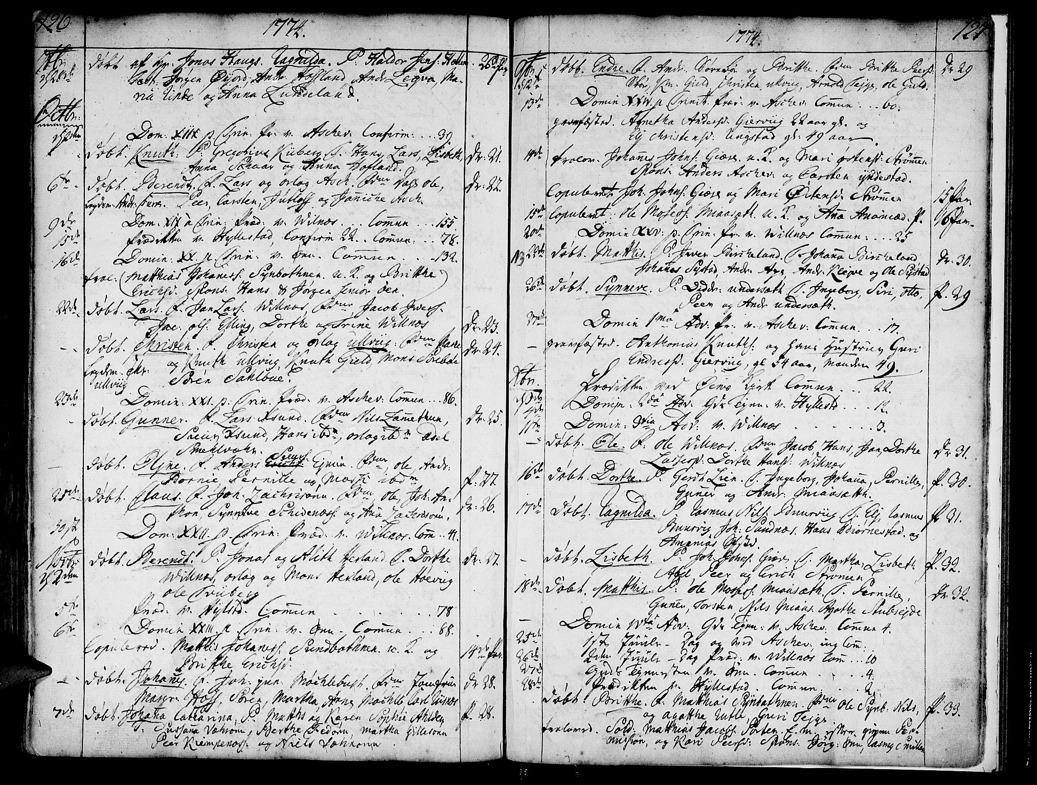 Askvoll sokneprestembete, SAB/A-79501/H/Haa/Haaa/L0008: Parish register (official) no. A 8, 1749-1775, p. 126-127