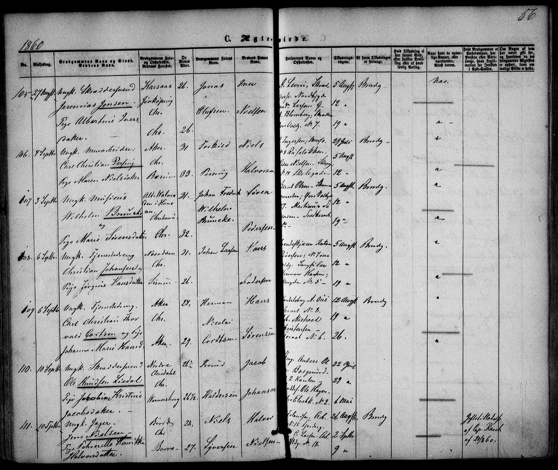 Trefoldighet prestekontor Kirkebøker, SAO/A-10882/F/Fc/L0001: Parish register (official) no. III 1, 1858-1874, p. 56