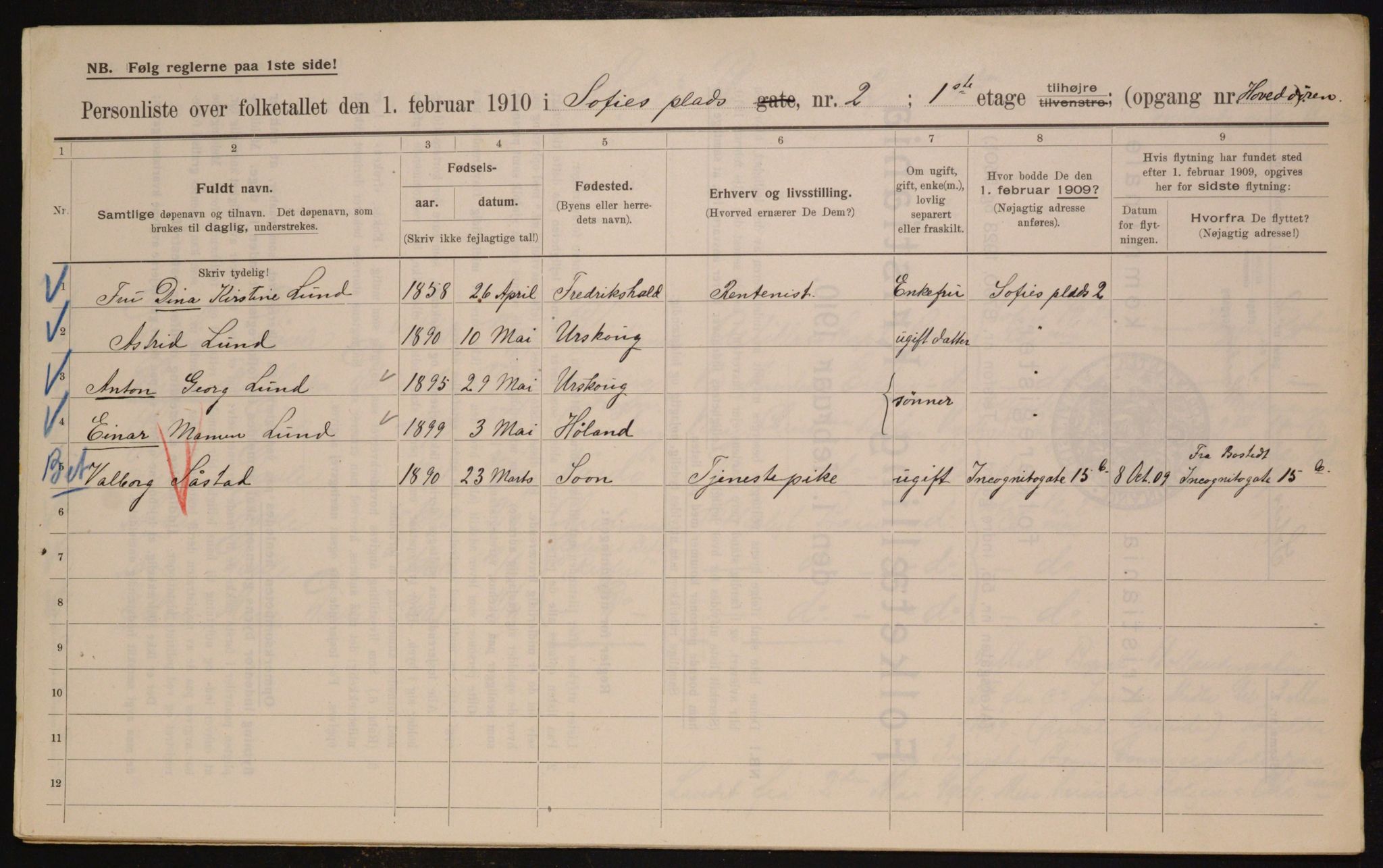 OBA, Municipal Census 1910 for Kristiania, 1910, p. 94697