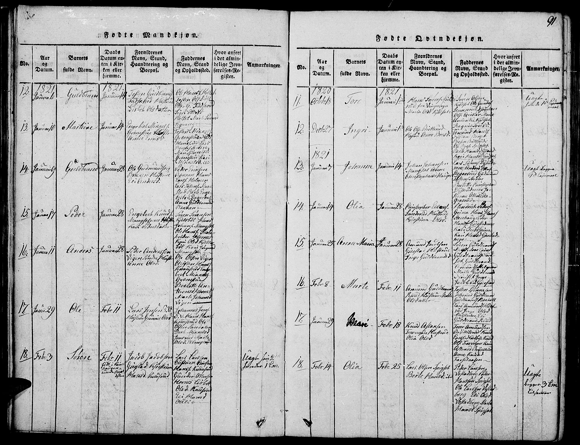 Strøm-Odalen prestekontor, AV/SAH-PREST-028/H/Ha/Haa/L0006: Parish register (official) no. 6, 1814-1850, p. 91