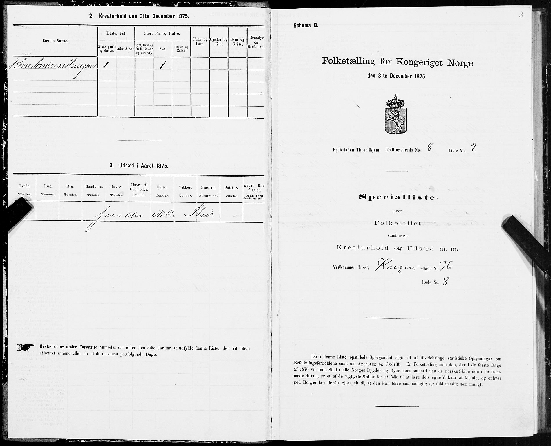 SAT, 1875 census for 1601 Trondheim, 1875, p. 5003