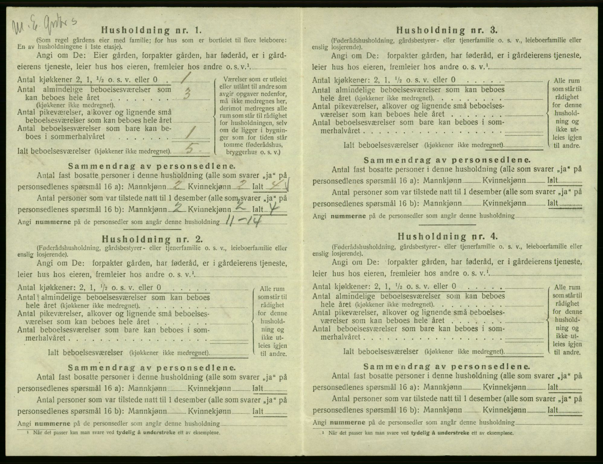 SAB, 1920 census for Odda, 1920, p. 1107