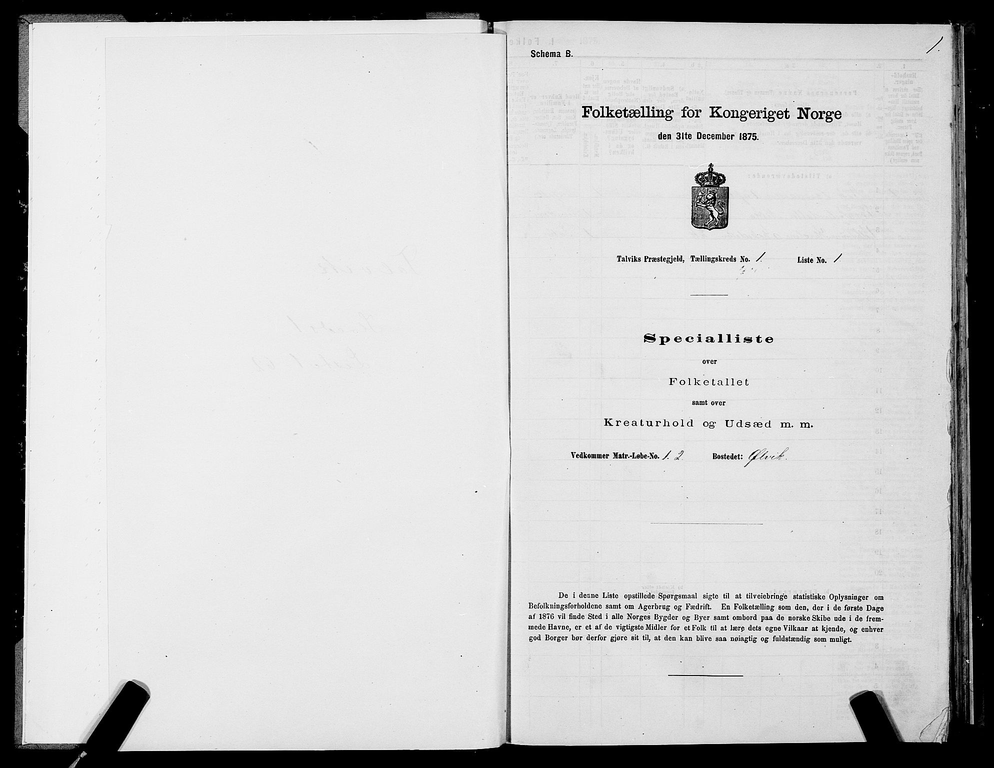 SATØ, 1875 census for 2013P Talvik, 1875, p. 1001