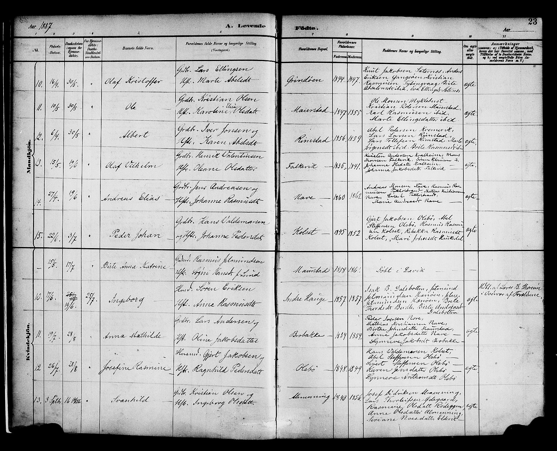 Davik sokneprestembete, AV/SAB-A-79701/H/Haa/Haad/L0001: Parish register (official) no. D 1, 1882-1900, p. 23