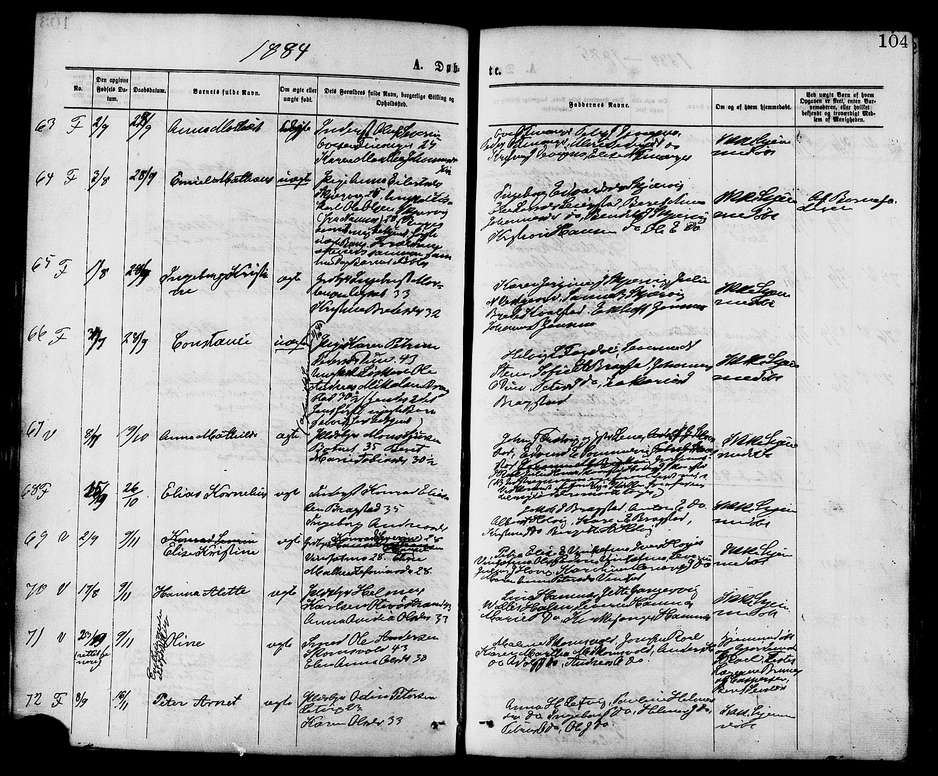 Ministerialprotokoller, klokkerbøker og fødselsregistre - Nord-Trøndelag, AV/SAT-A-1458/773/L0616: Parish register (official) no. 773A07, 1870-1887, p. 104