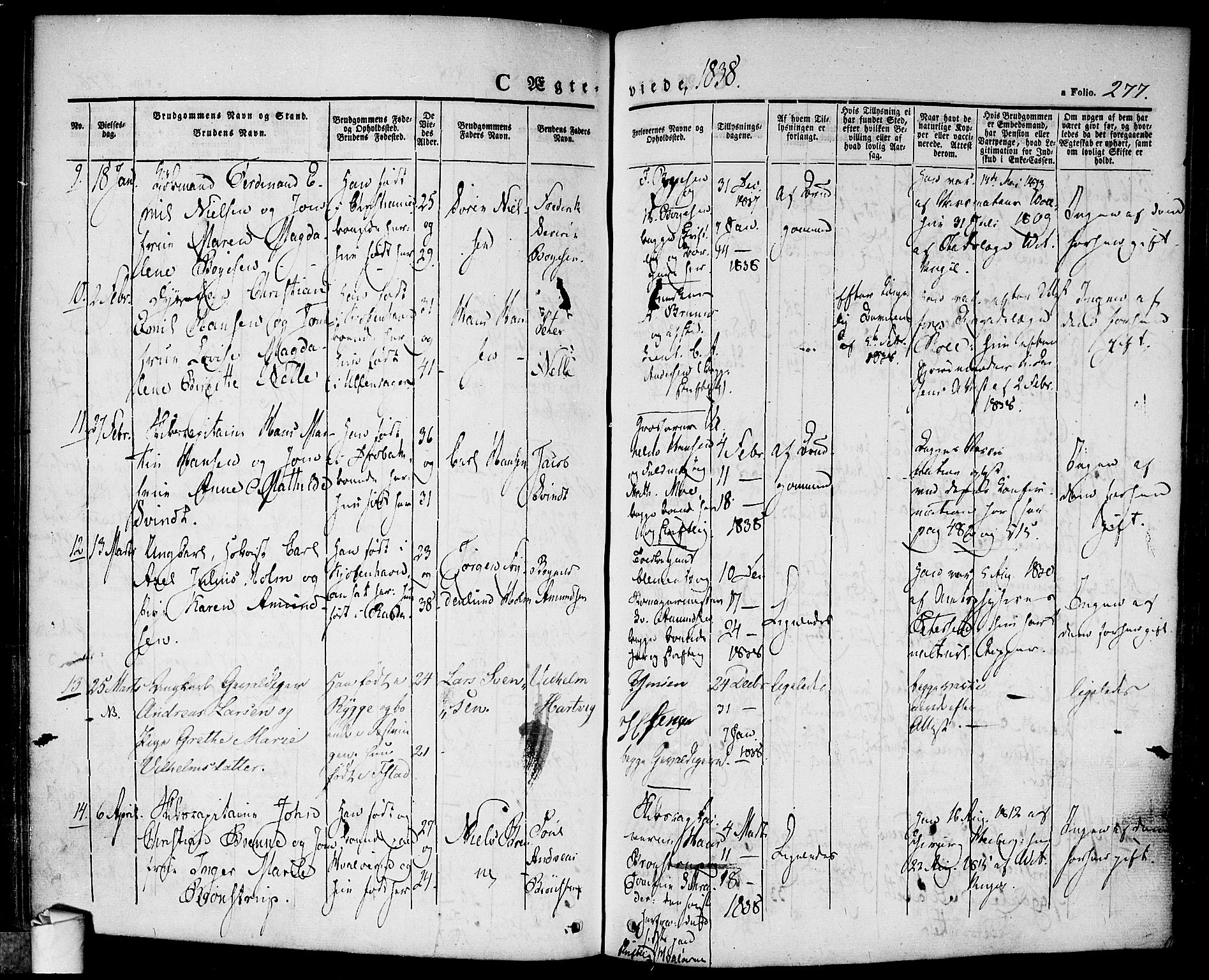 Halden prestekontor Kirkebøker, SAO/A-10909/F/Fa/L0005: Parish register (official) no. I 5, 1834-1845, p. 277