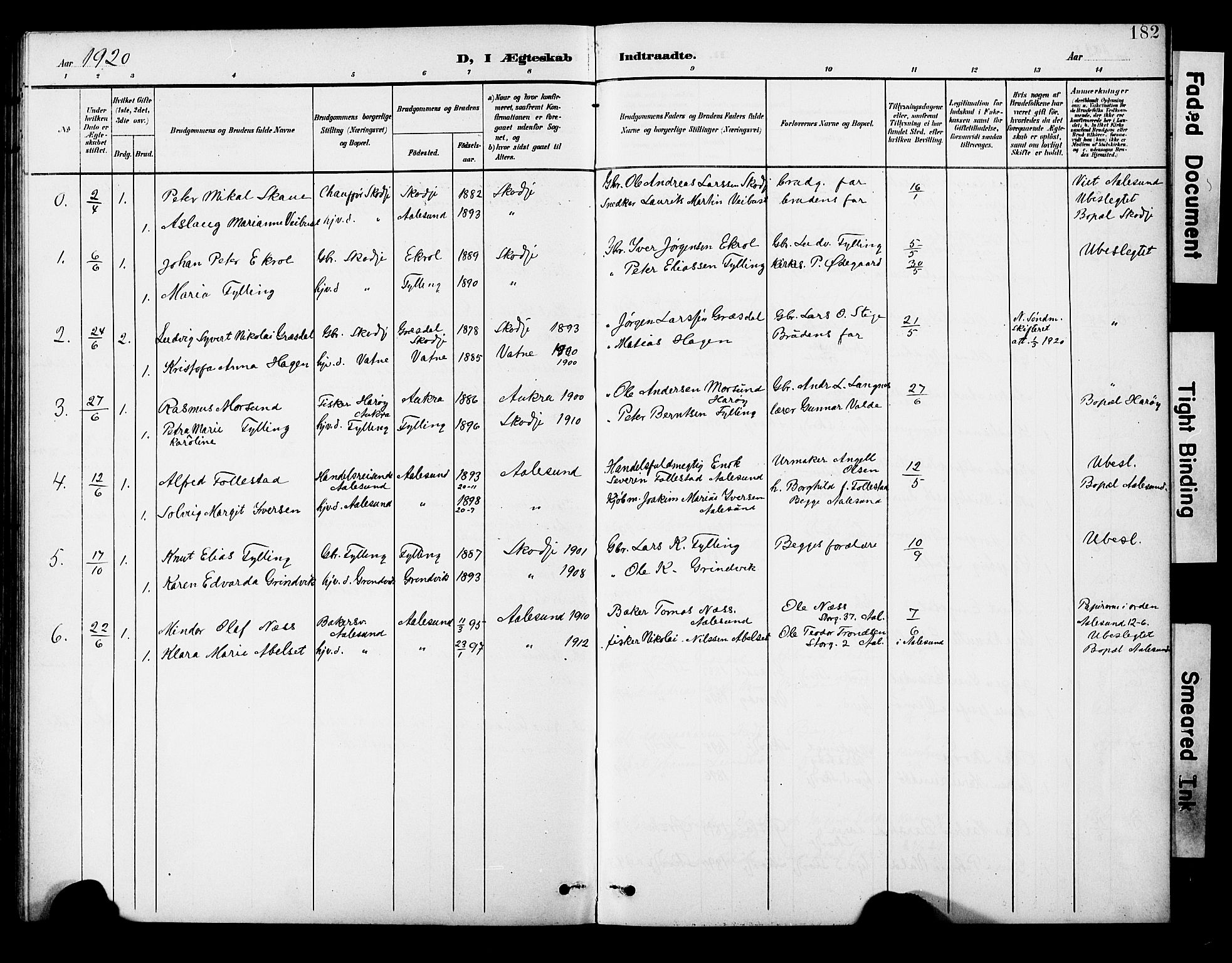 Ministerialprotokoller, klokkerbøker og fødselsregistre - Møre og Romsdal, AV/SAT-A-1454/524/L0366: Parish register (copy) no. 524C07, 1900-1931, p. 182