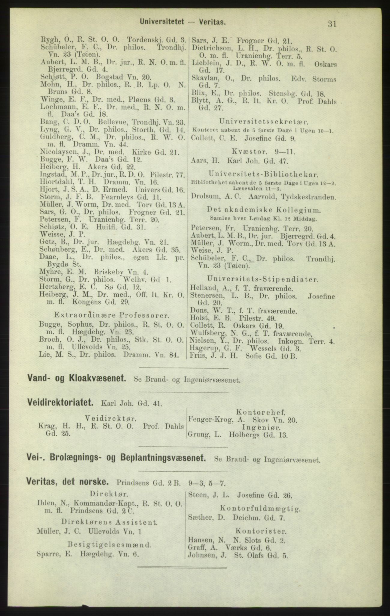 Kristiania/Oslo adressebok, PUBL/-, 1882, p. 31