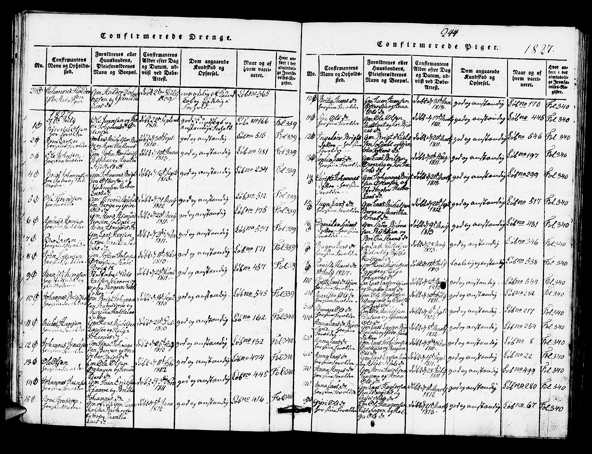 Kvam sokneprestembete, SAB/A-76201/H/Hab: Parish register (copy) no. A 1, 1818-1832, p. 244