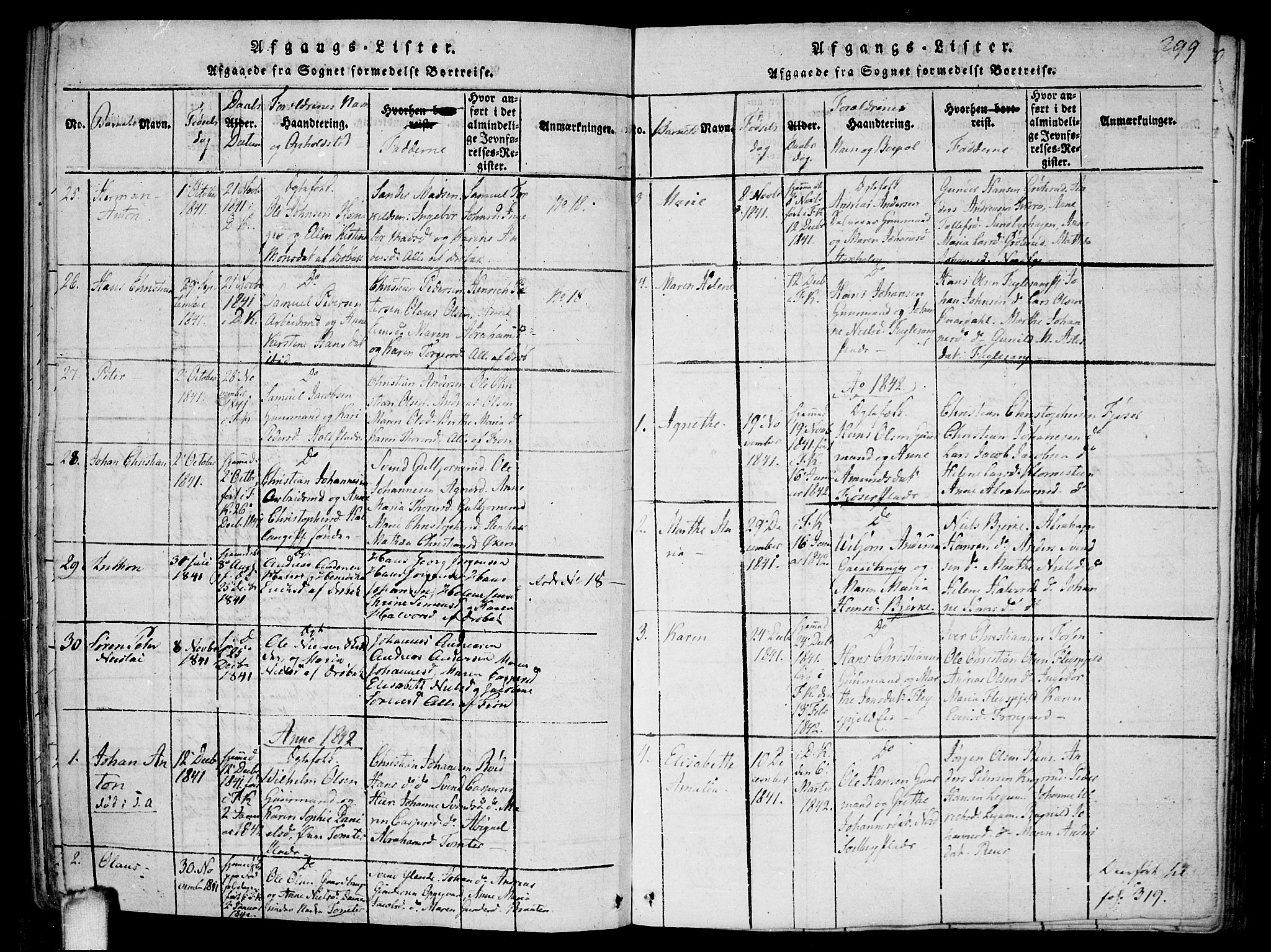 Drøbak prestekontor Kirkebøker, SAO/A-10142a/F/Fa/L0001: Parish register (official) no. I 1, 1816-1842, p. 299