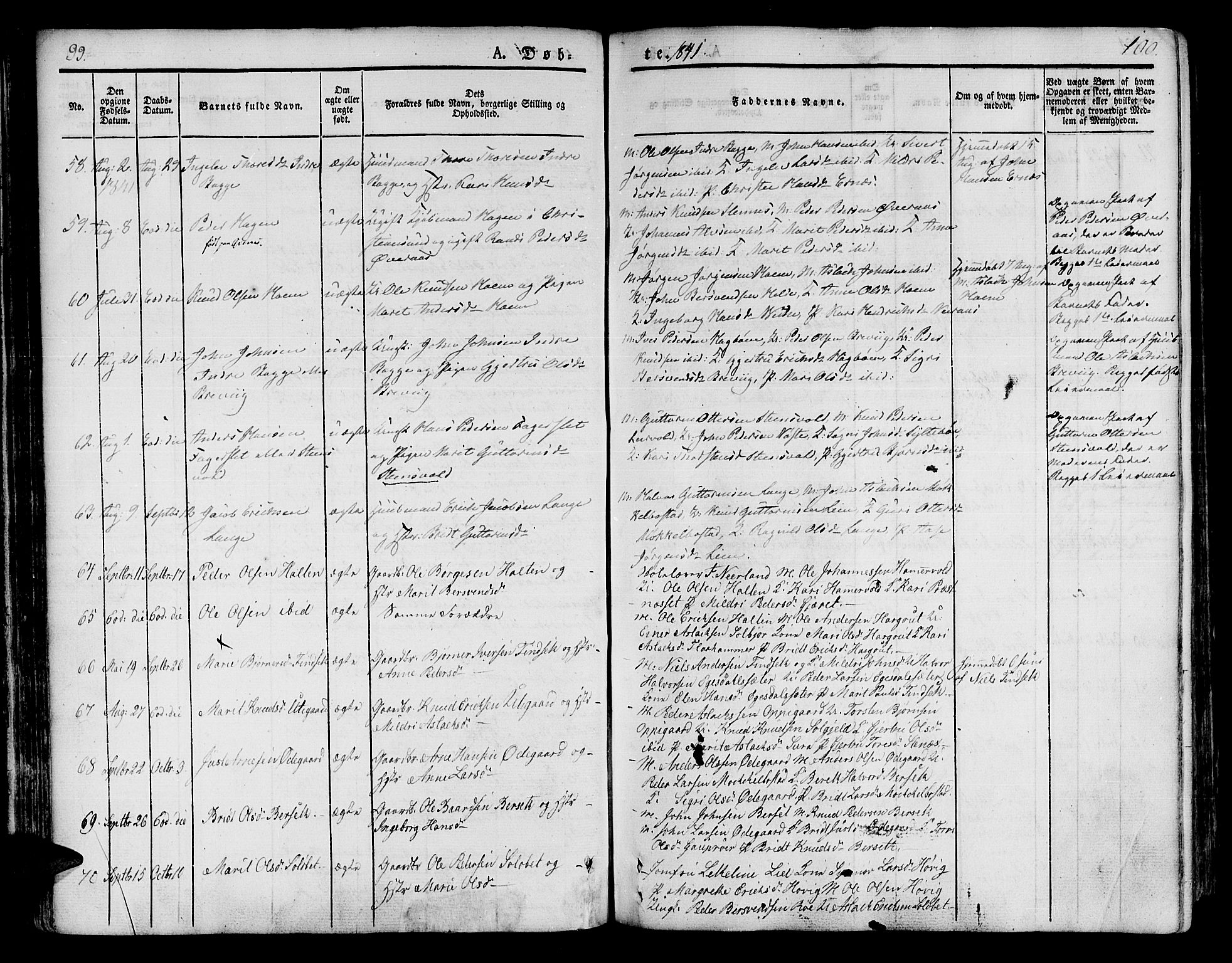 Ministerialprotokoller, klokkerbøker og fødselsregistre - Møre og Romsdal, SAT/A-1454/551/L0624: Parish register (official) no. 551A04, 1831-1845, p. 99-100