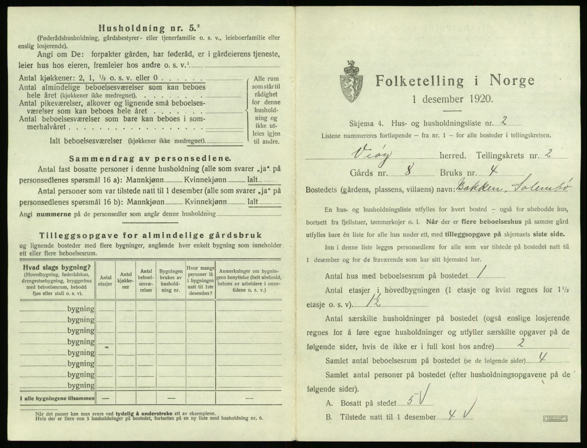 SAT, 1920 census for Veøy, 1920, p. 131