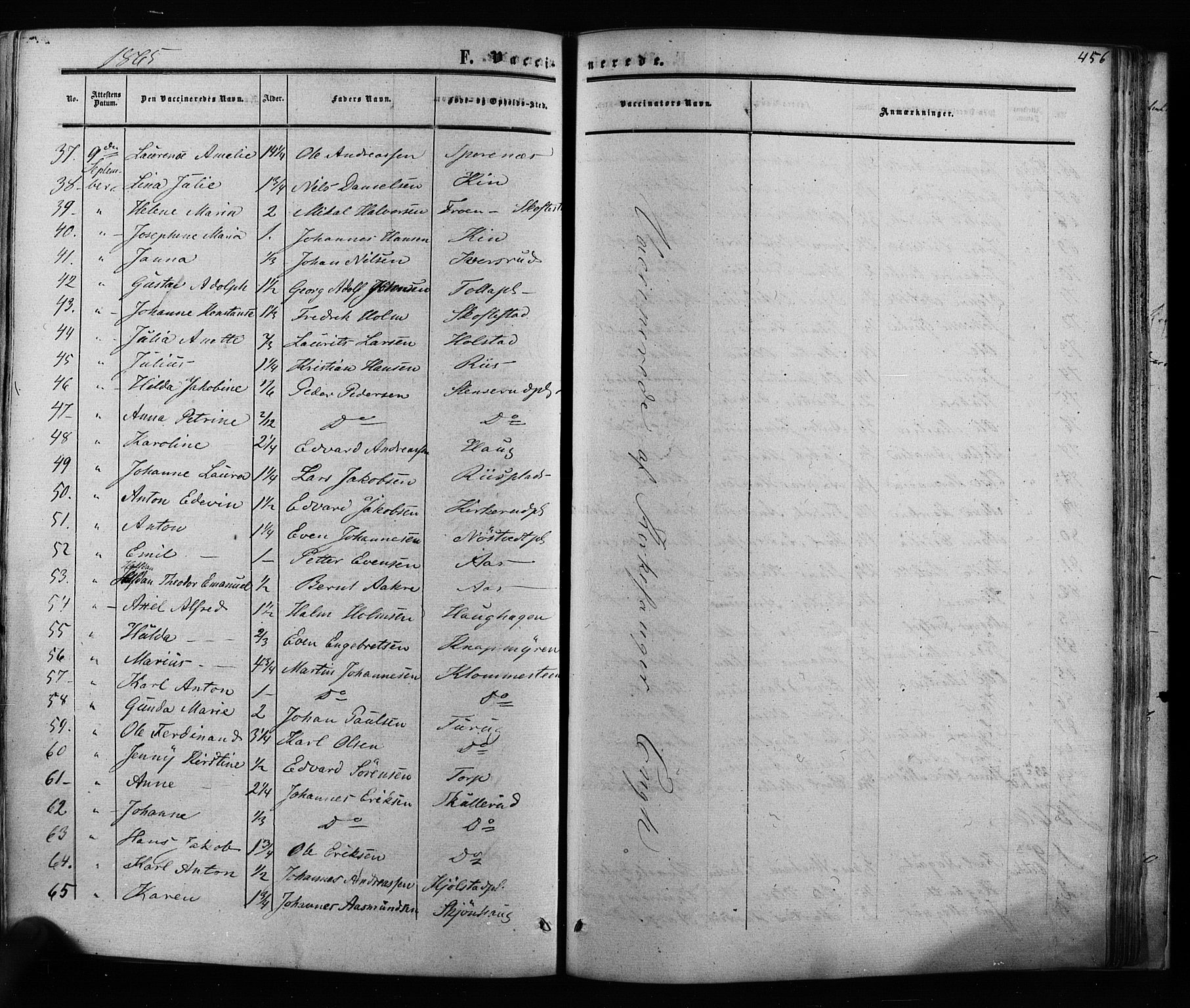 Ås prestekontor Kirkebøker, AV/SAO-A-10894/F/Fa/L0007: Parish register (official) no. I 7, 1854-1870, p. 456