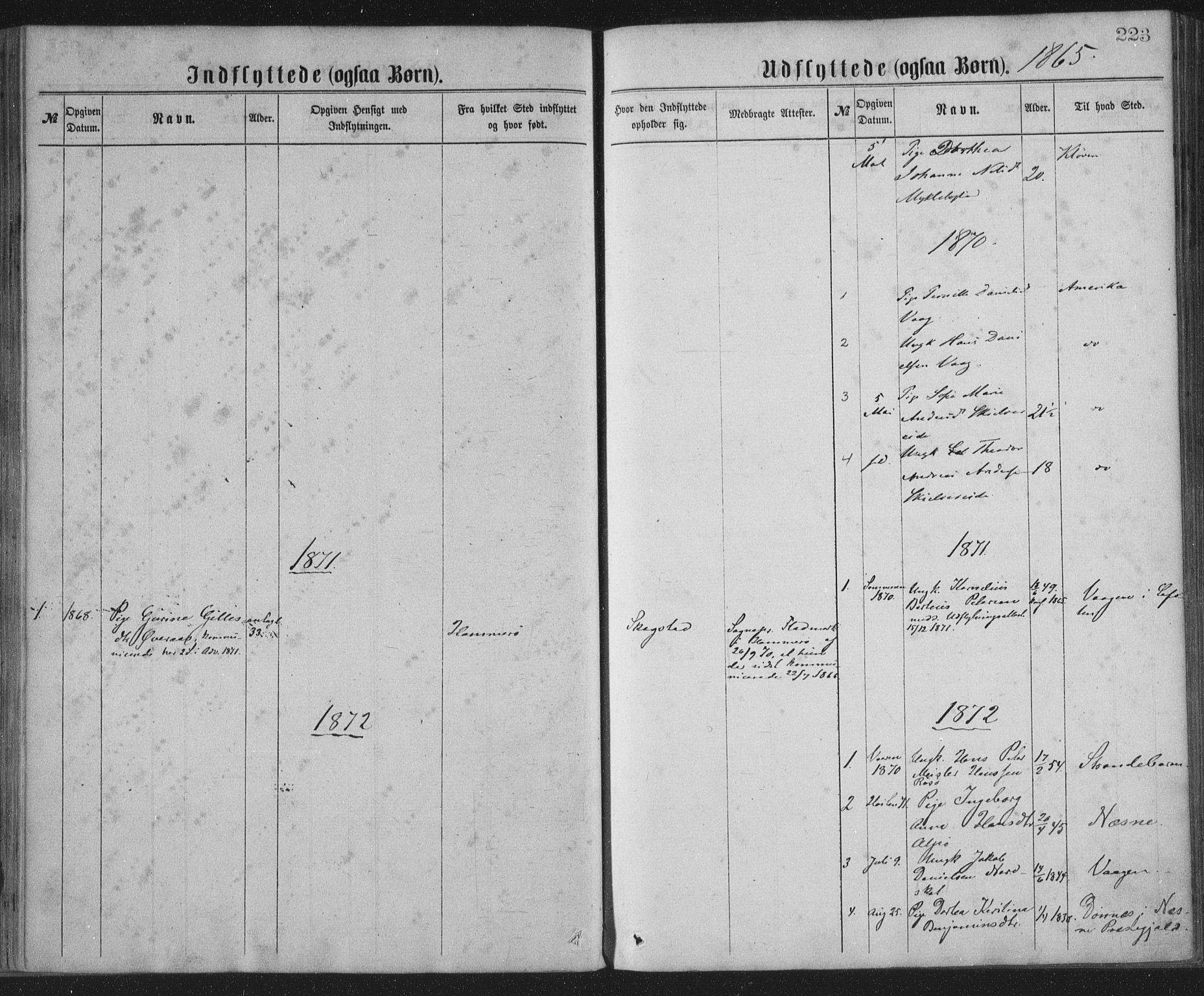 Ministerialprotokoller, klokkerbøker og fødselsregistre - Nordland, AV/SAT-A-1459/855/L0801: Parish register (official) no. 855A09, 1864-1874, p. 223