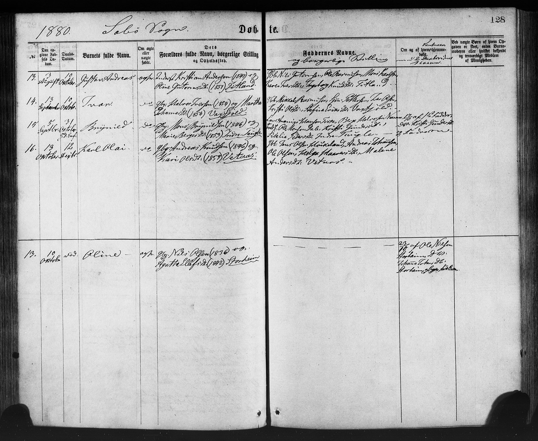 Manger sokneprestembete, SAB/A-76801/H/Haa: Parish register (official) no. A 8, 1871-1880, p. 128