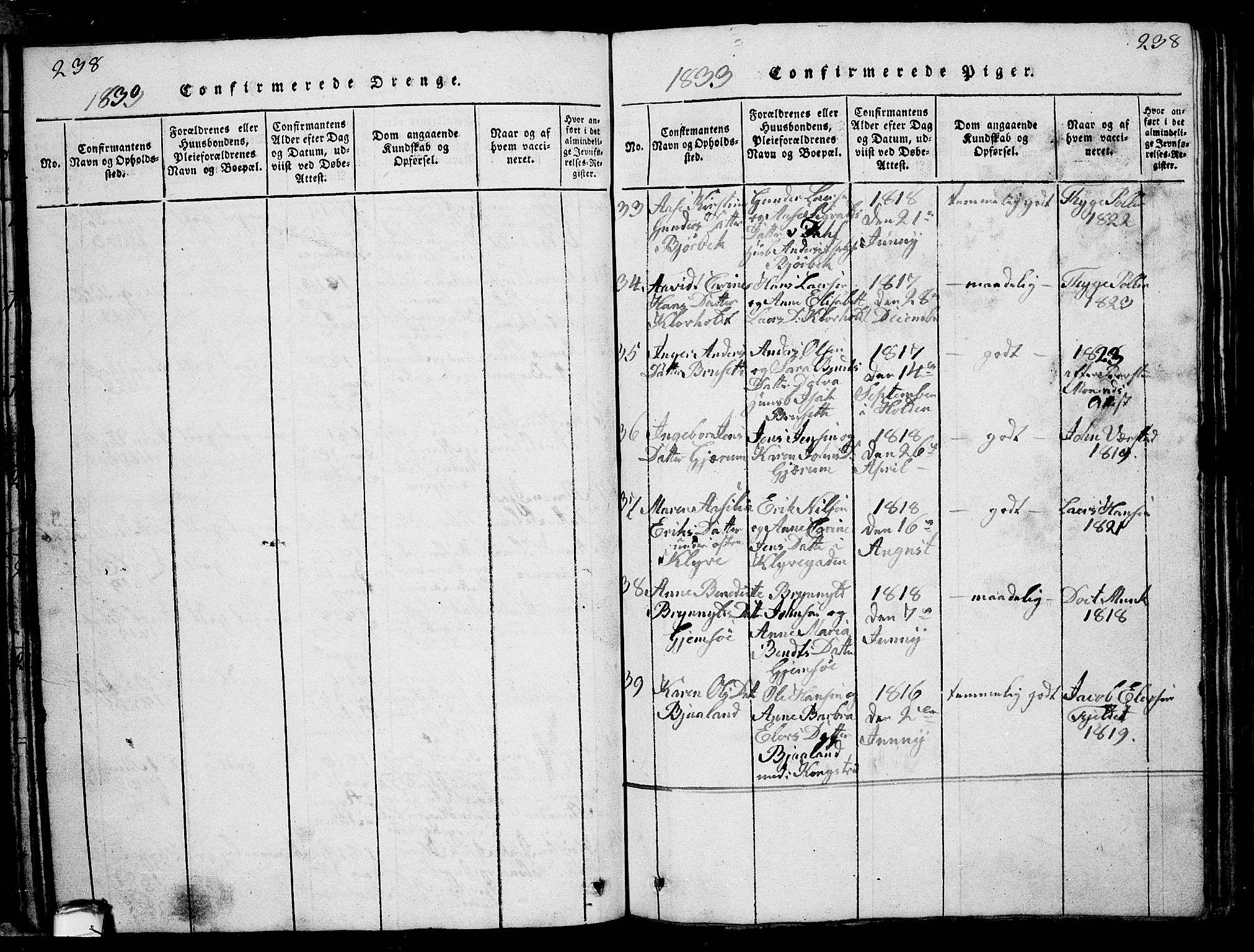 Solum kirkebøker, SAKO/A-306/G/Ga/L0001: Parish register (copy) no. I 1, 1814-1833, p. 238