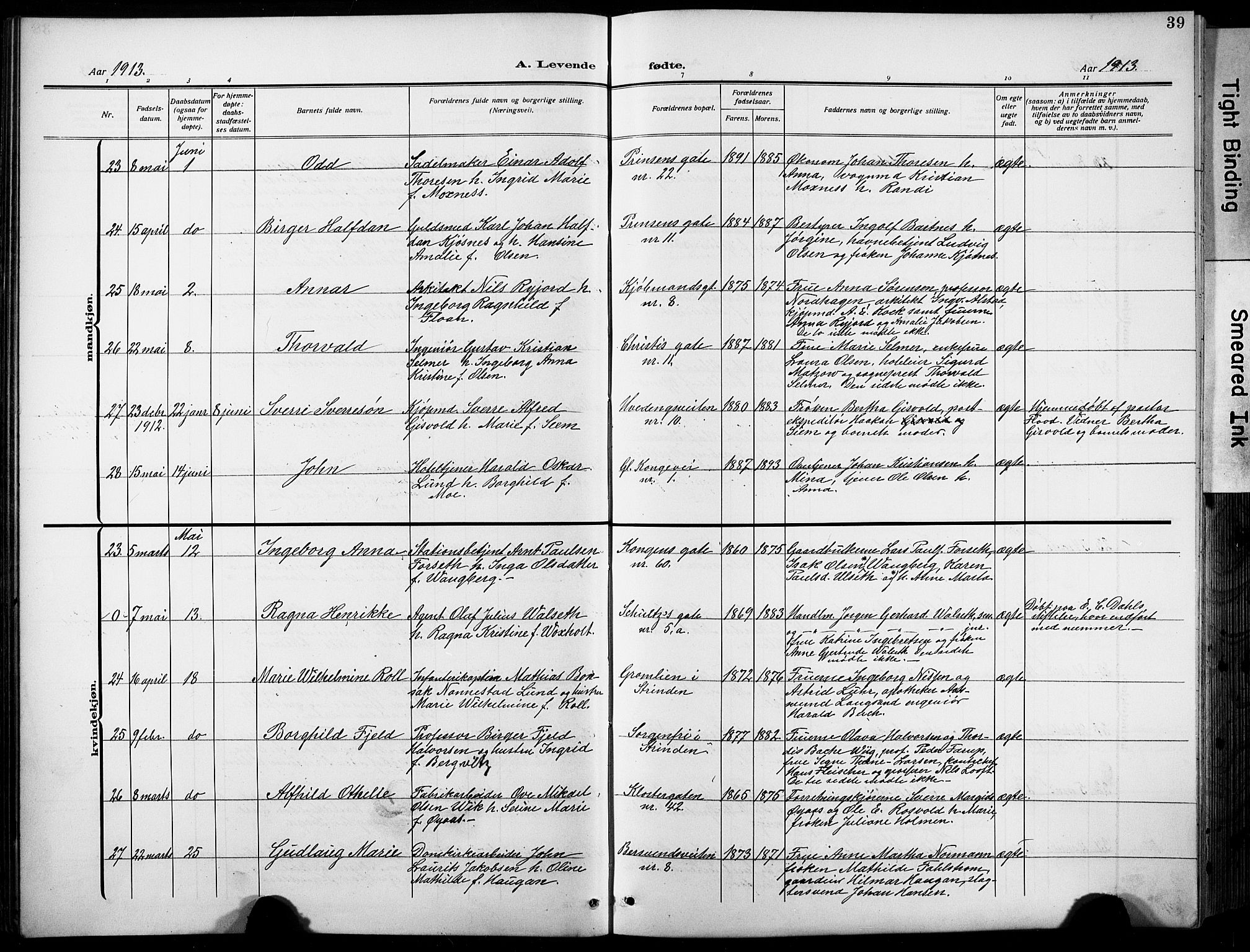 Ministerialprotokoller, klokkerbøker og fødselsregistre - Sør-Trøndelag, AV/SAT-A-1456/601/L0096: Parish register (copy) no. 601C14, 1911-1931, p. 39