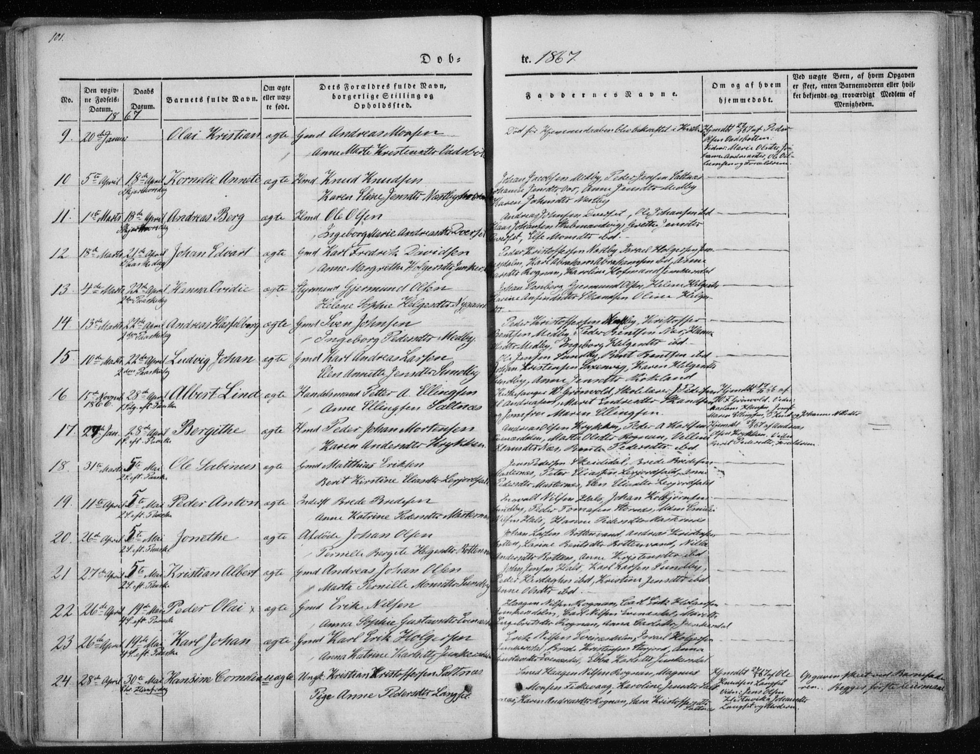 Ministerialprotokoller, klokkerbøker og fødselsregistre - Nordland, SAT/A-1459/847/L0666: Parish register (official) no. 847A06, 1842-1871, p. 101
