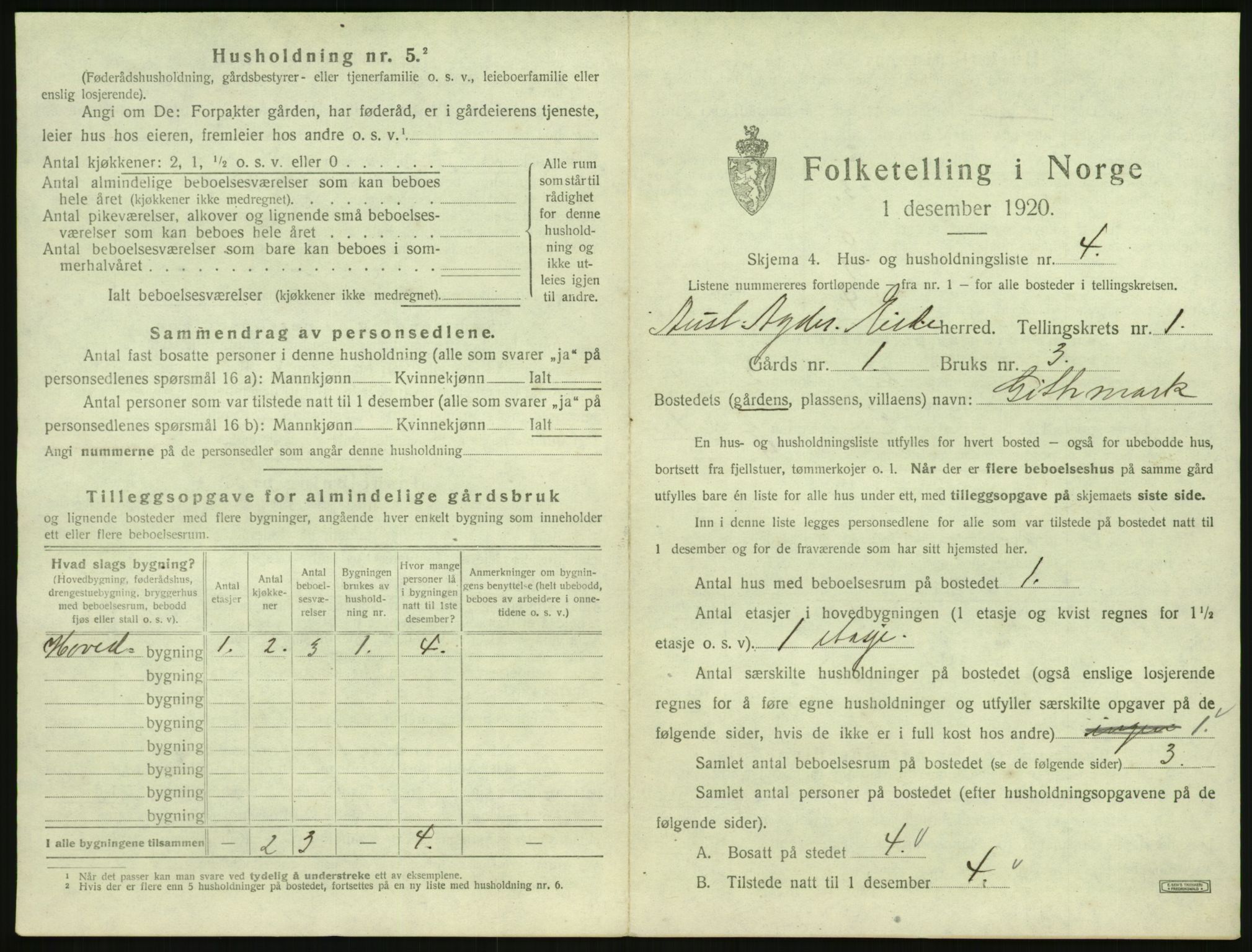 SAK, 1920 census for Eide, 1920, p. 34