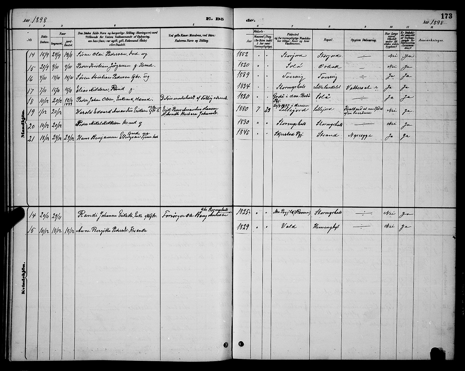 Ministerialprotokoller, klokkerbøker og fødselsregistre - Nordland, AV/SAT-A-1459/846/L0654: Parish register (copy) no. 846C04, 1887-1901, p. 173