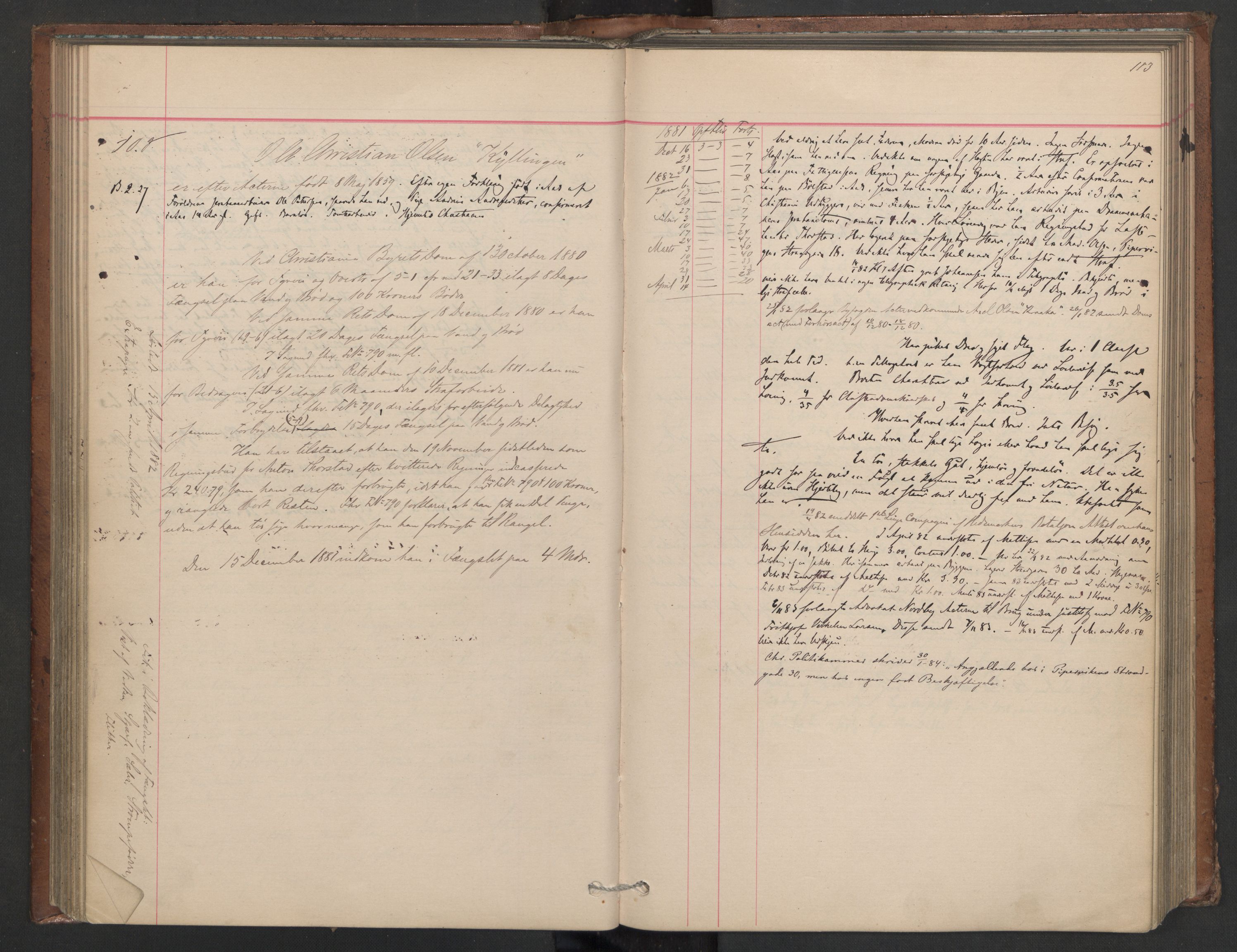 Botsfengslet, AV/RA-S-1539/D/Db/Dbb/L0020: 898f - 195g, 1881-1882, p. 113