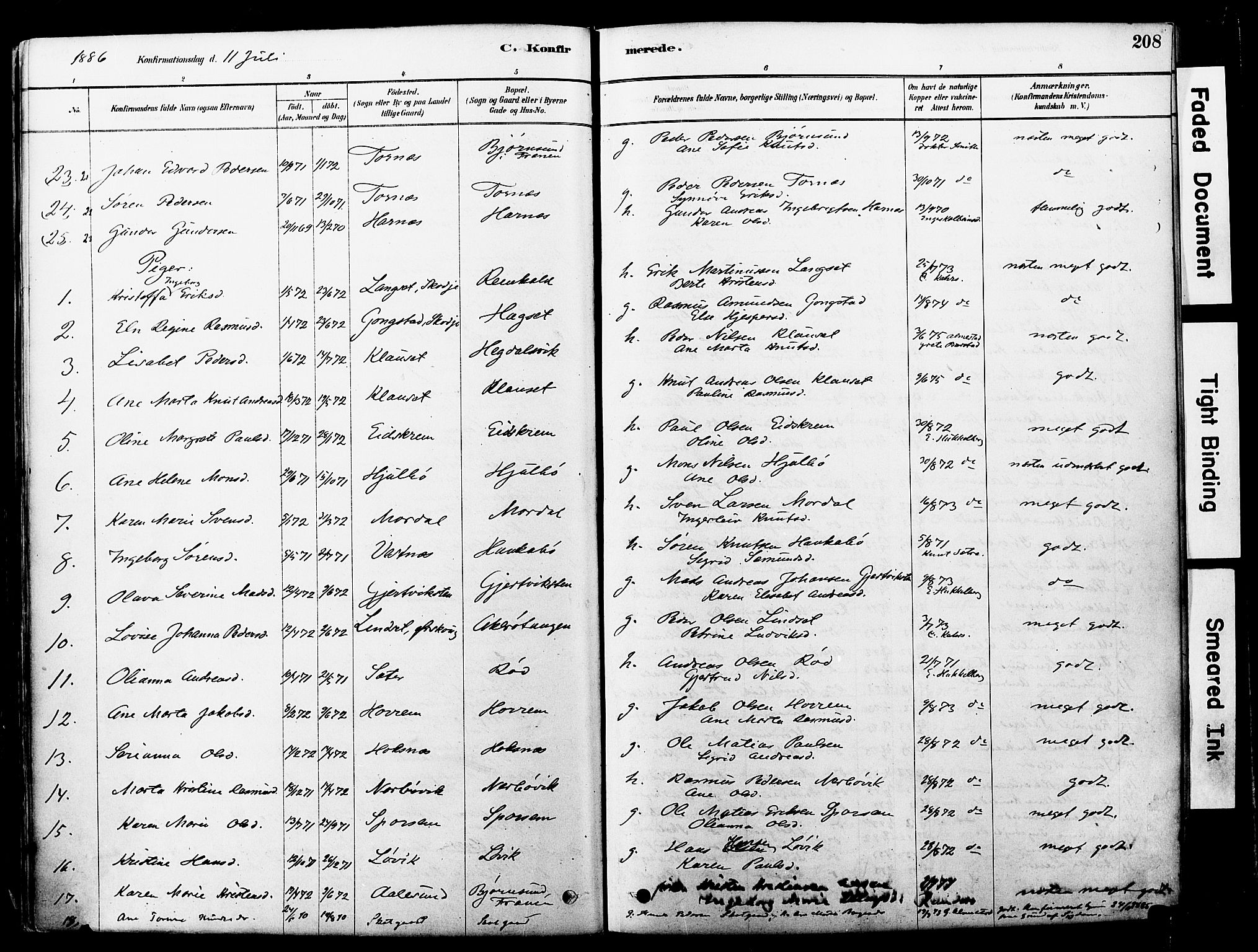 Ministerialprotokoller, klokkerbøker og fødselsregistre - Møre og Romsdal, SAT/A-1454/560/L0721: Parish register (official) no. 560A05, 1878-1917, p. 208