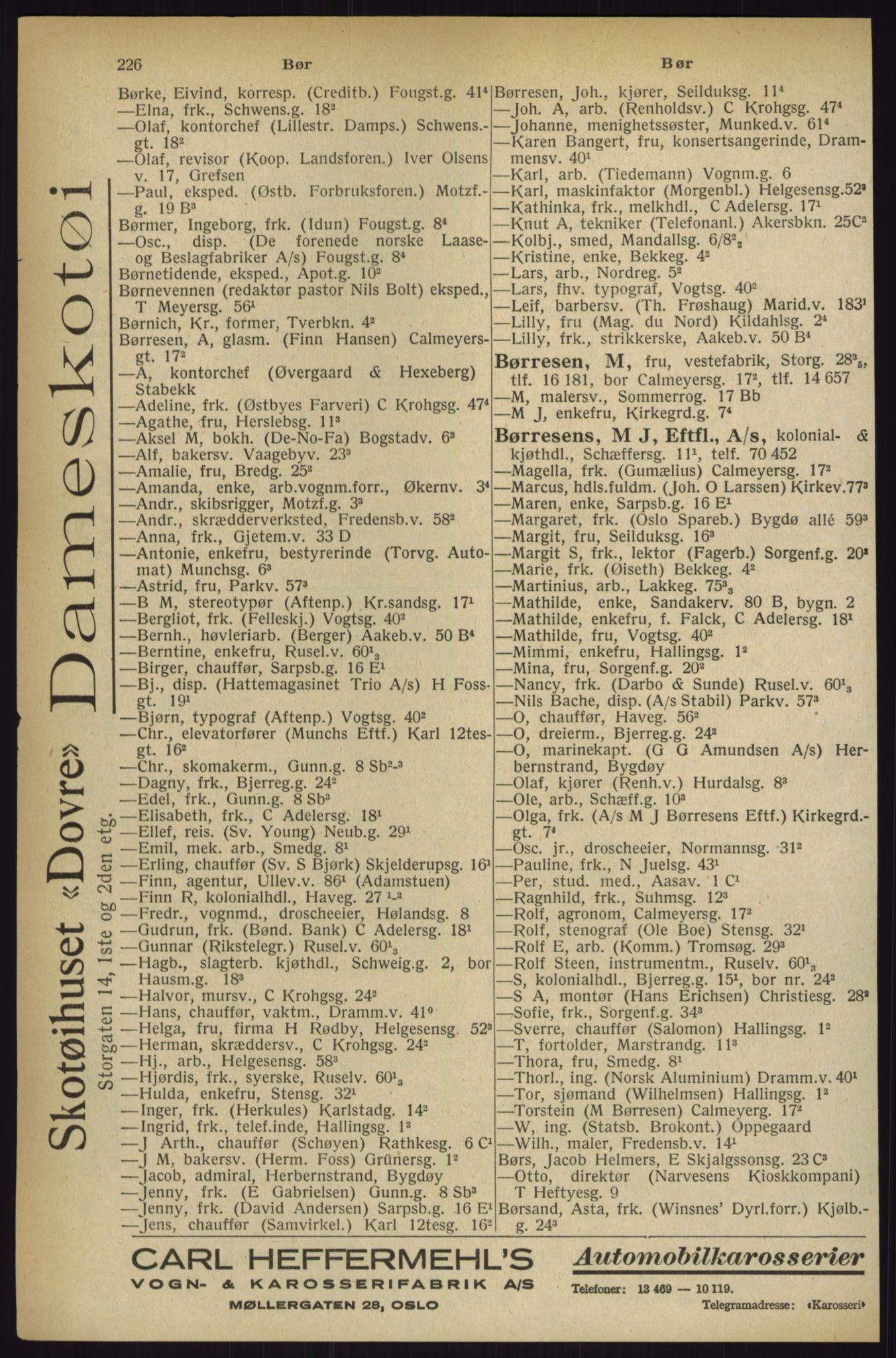 Kristiania/Oslo adressebok, PUBL/-, 1927, p. 226