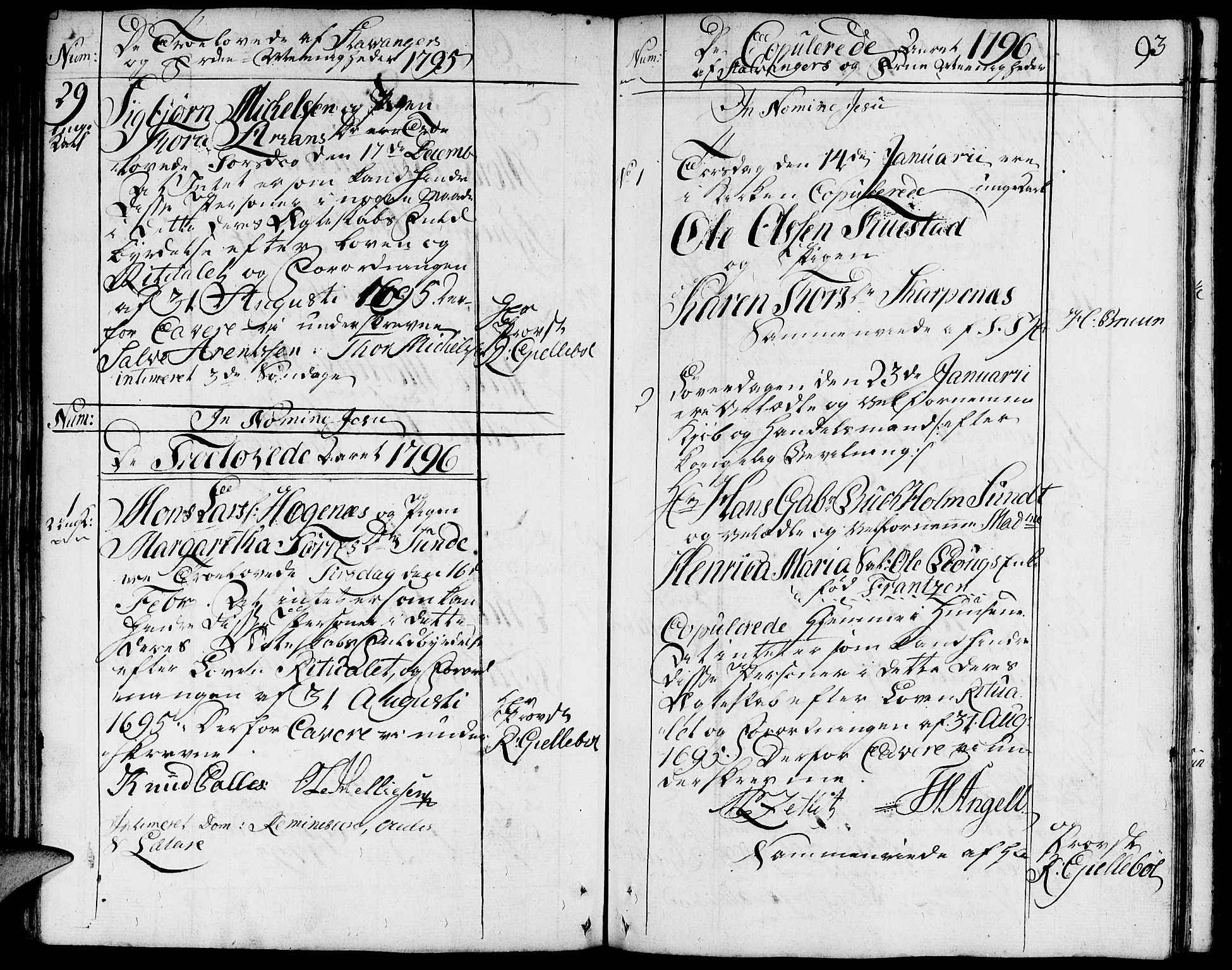 Domkirken sokneprestkontor, SAST/A-101812/001/30/30BA/L0006: Parish register (official) no. A 6, 1783-1815, p. 93