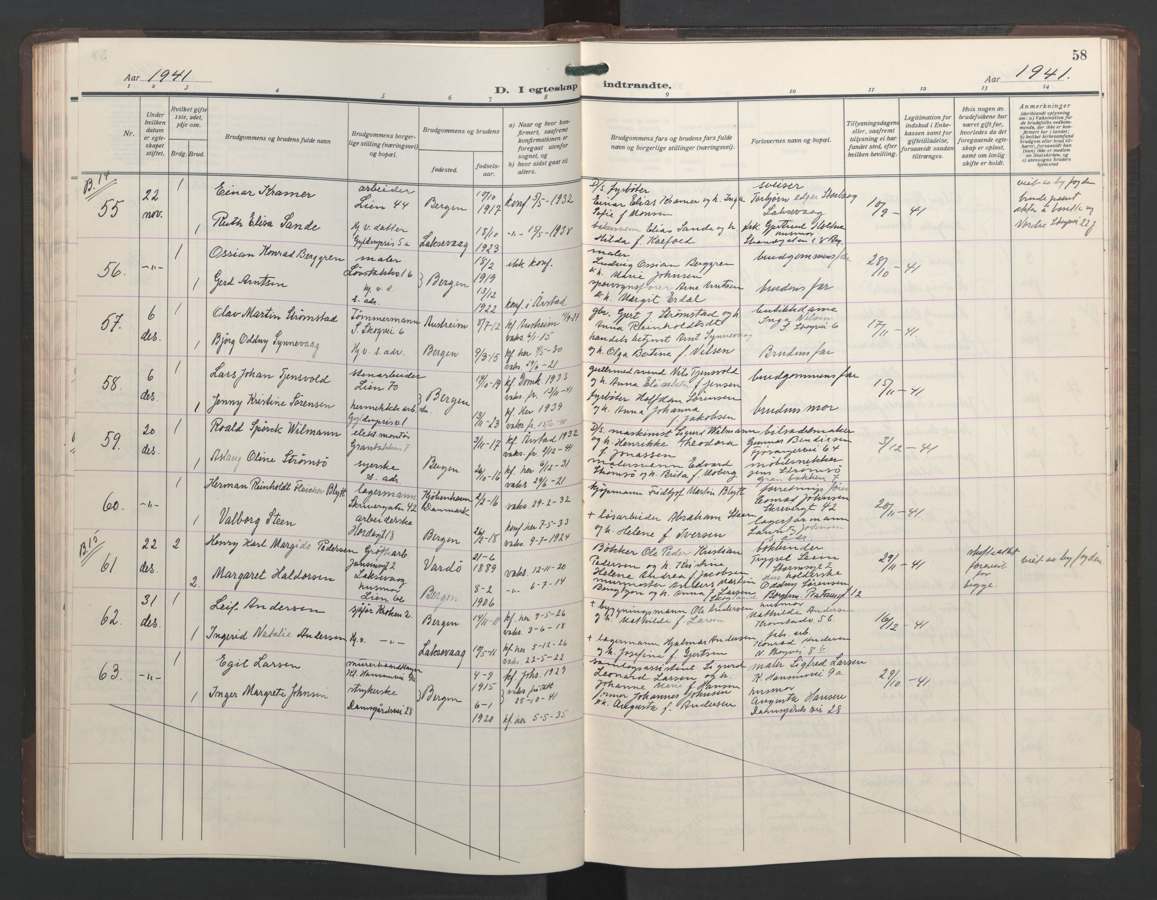 St. Markus sokneprestembete, AV/SAB-A-99935: Parish register (copy) no. C 1, 1928-1947, p. 57b-58a