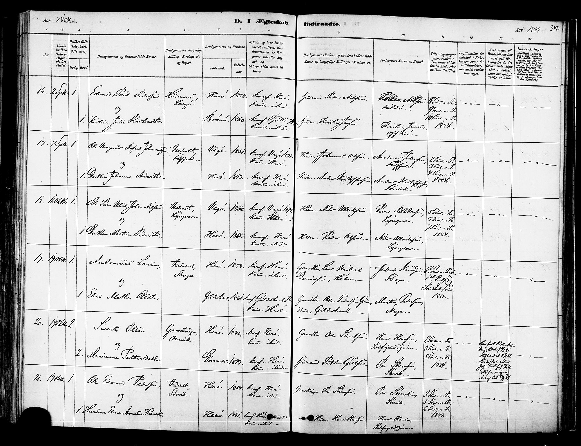 Ministerialprotokoller, klokkerbøker og fødselsregistre - Nordland, SAT/A-1459/834/L0507: Parish register (official) no. 834A05, 1878-1892, p. 382